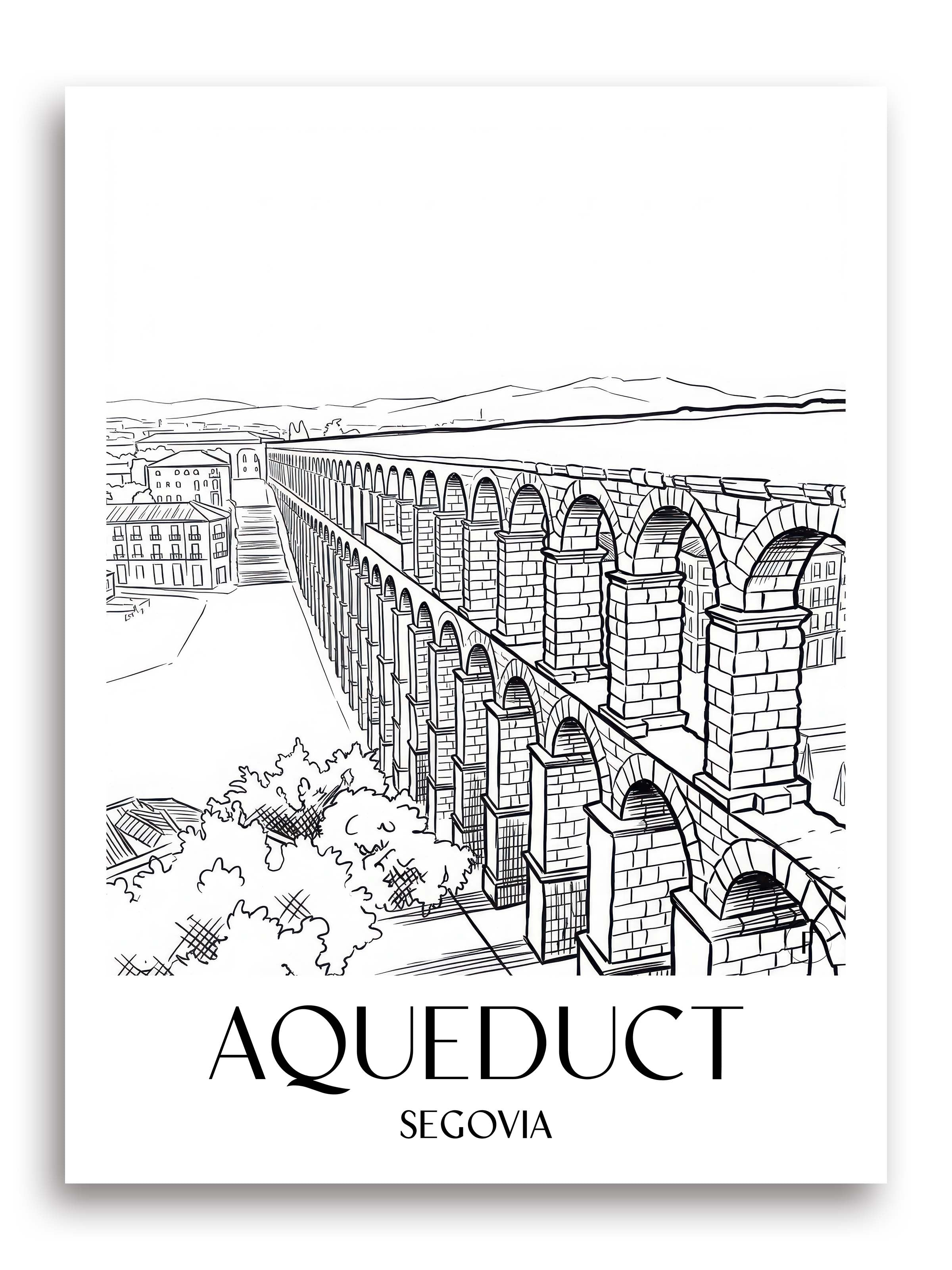 Aquädukt Poster - Segovia - Spanien Kunstdruck - Skizze von A4 bis A1 - favplace