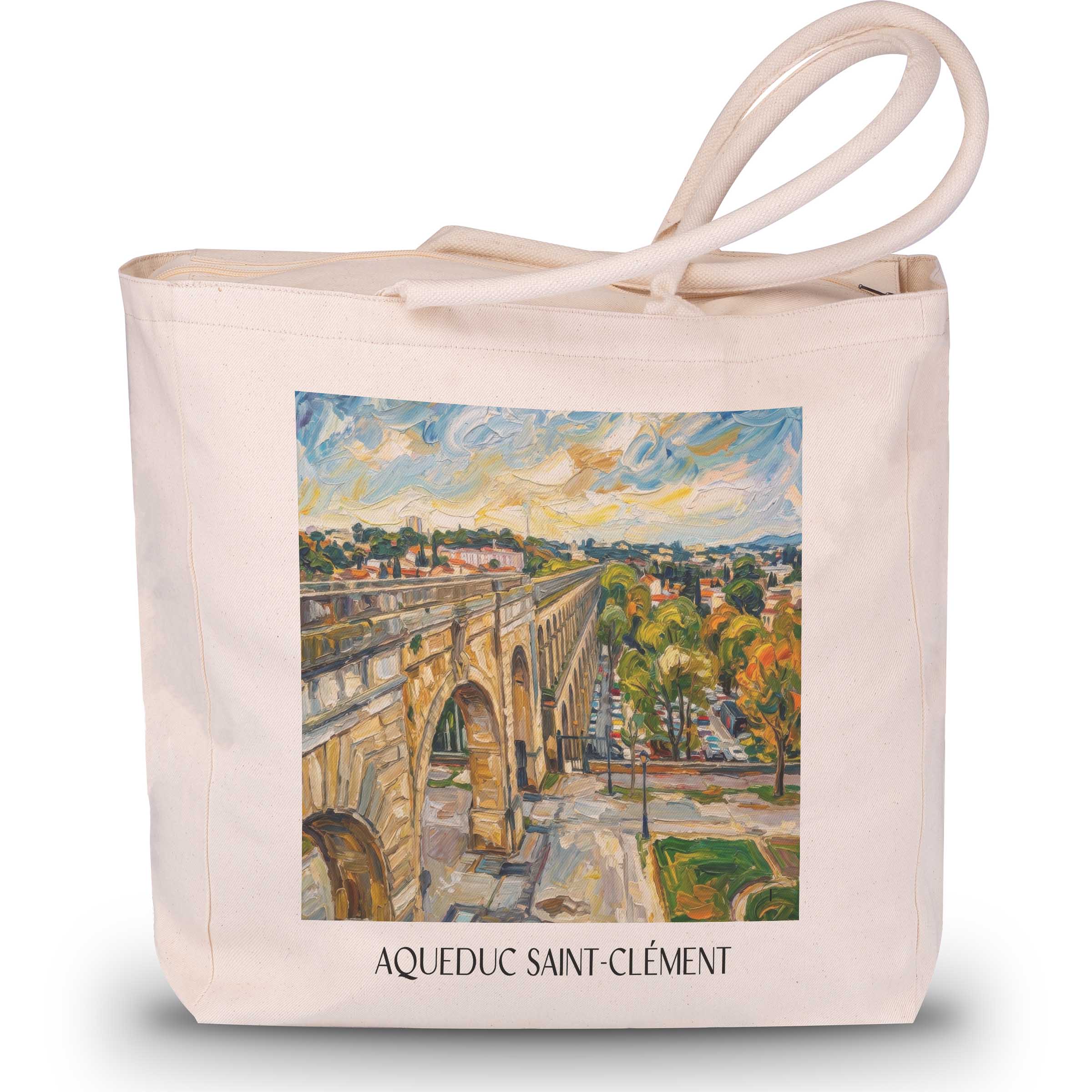 aqueduc-saint-clément-montpellier-frankreich-einkaufstasche-oil-painting-oelgemaelde