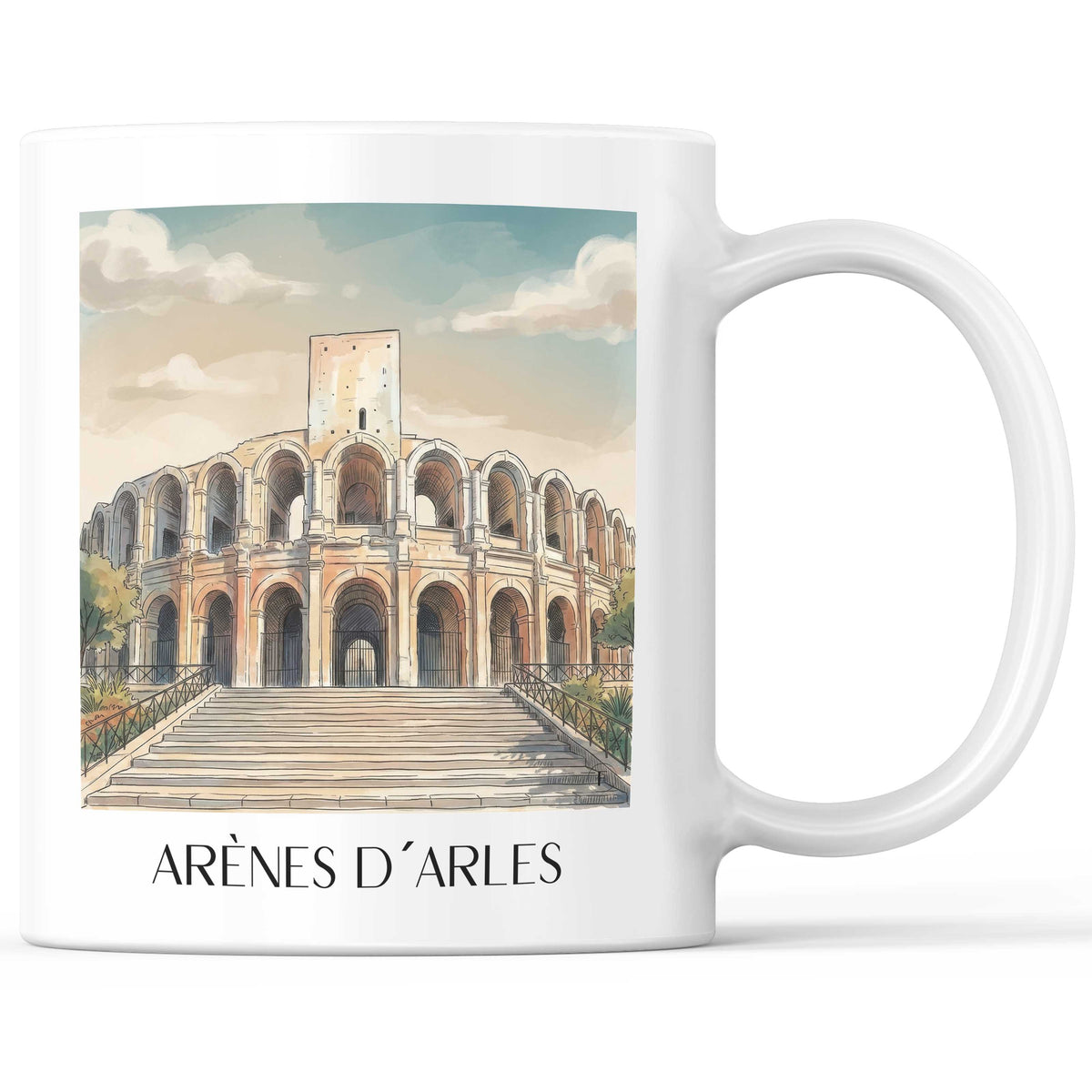 arènes-d´arles-provence-frankreich-kaffeebecher-aquarell
