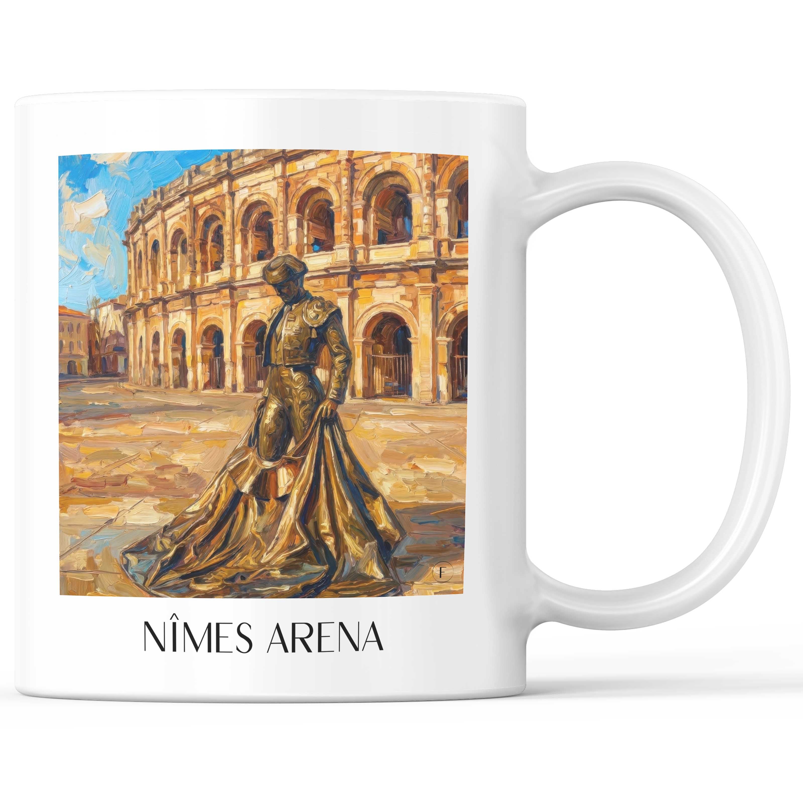 Arènes de Nîmes Kaffeebecher - Okzitanien - Frankreich Becher - Kaffeetasse im Ölgemälde Stil - favplace