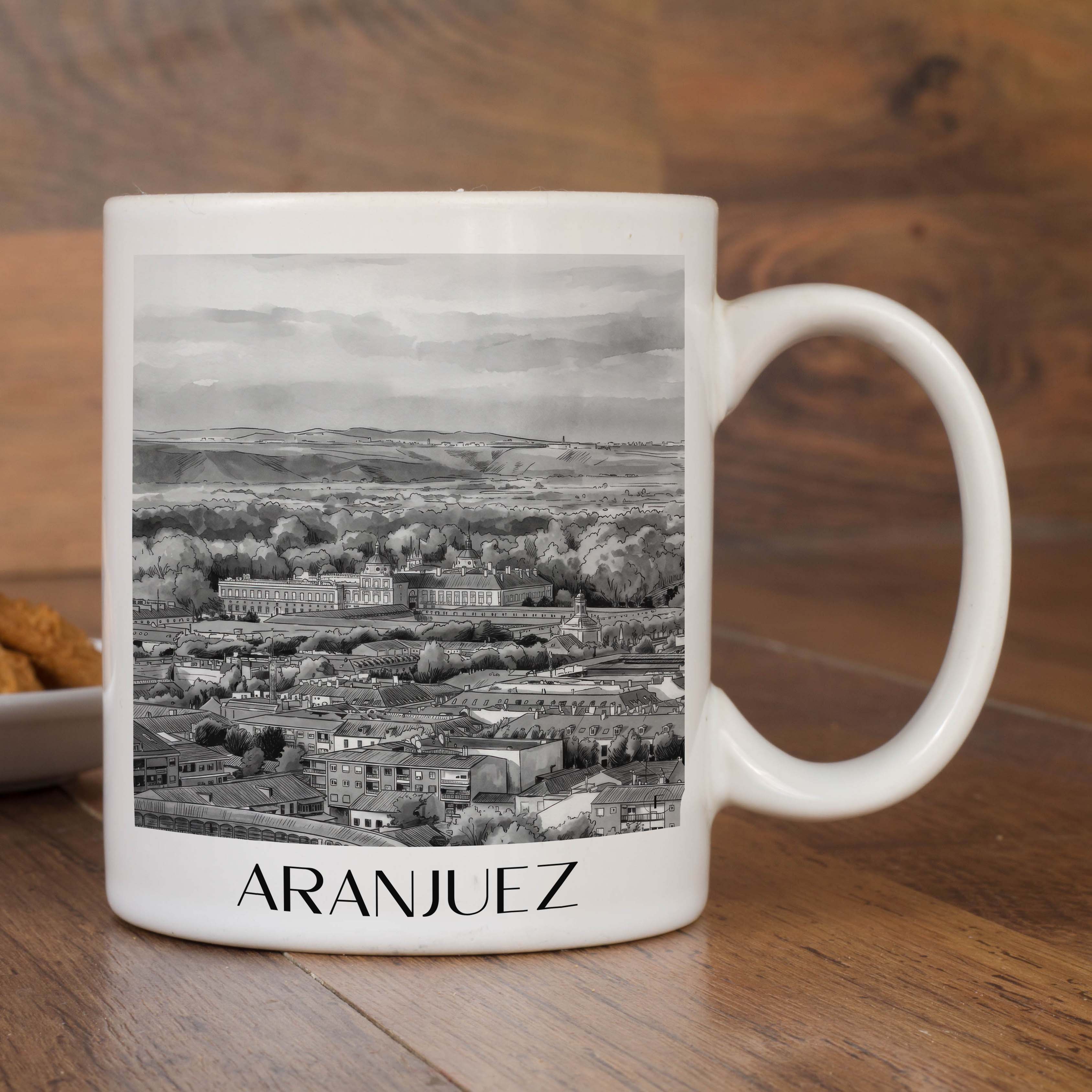 aranjuez-spanien-spanien-kaffeebecher-aquarell-schwarz-weiss