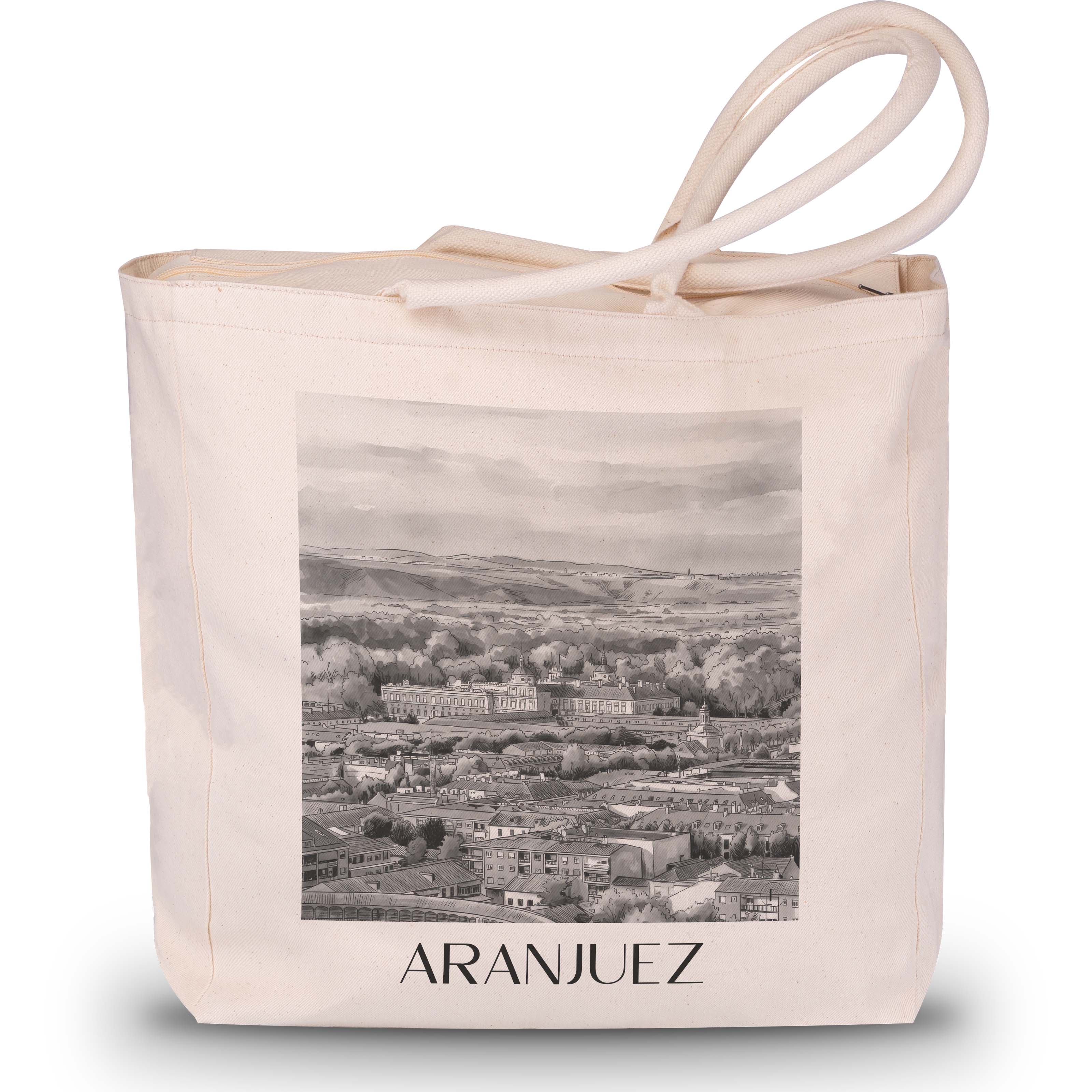 aranjuez-spanien-spanien-einkaufstasche-aquarell-schwarz-weiss