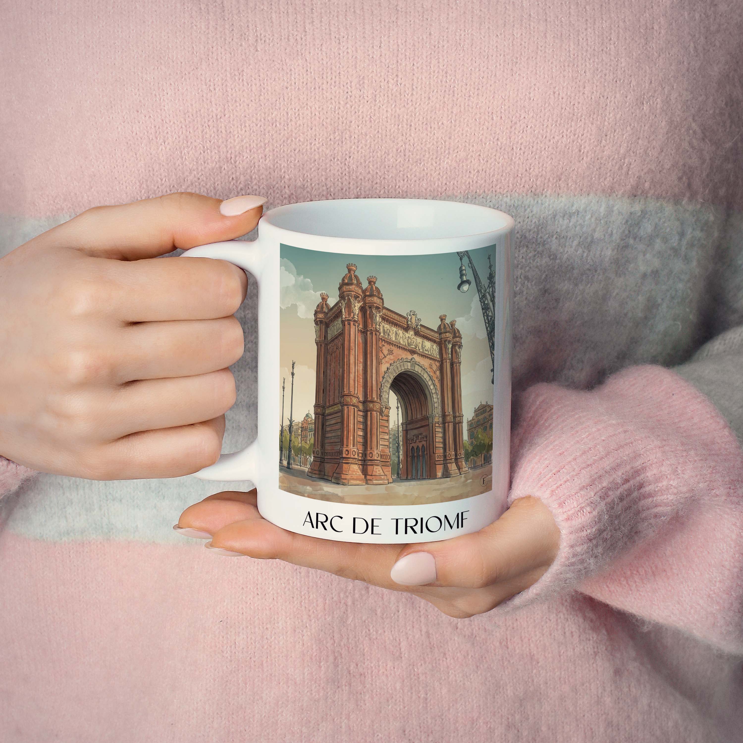 arc-de-triomf-barcelona-spanien-kaffeebecher-aquarell