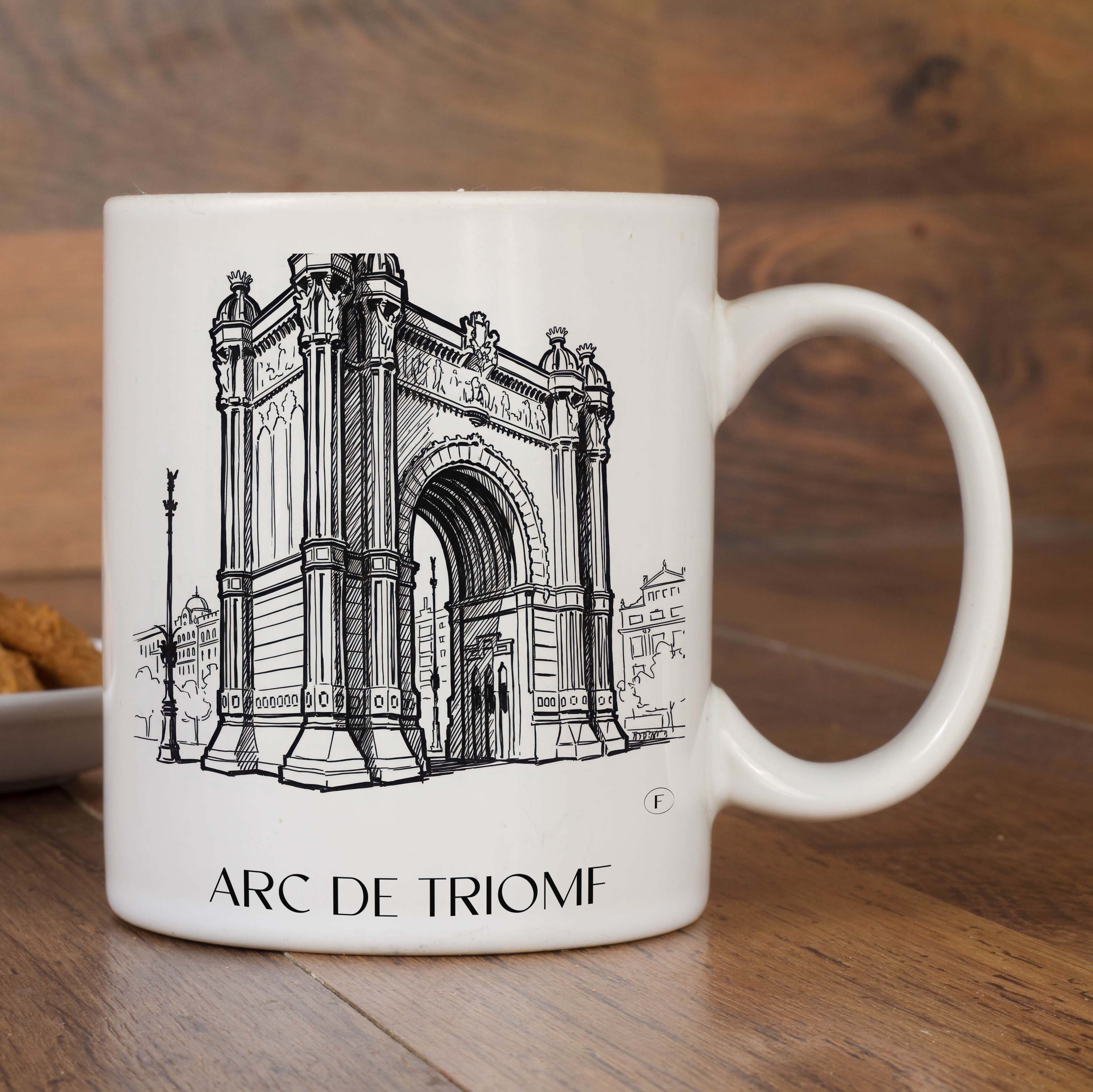 arc-de-triomf-barcelona-spanien-kaffeebecher-skizze