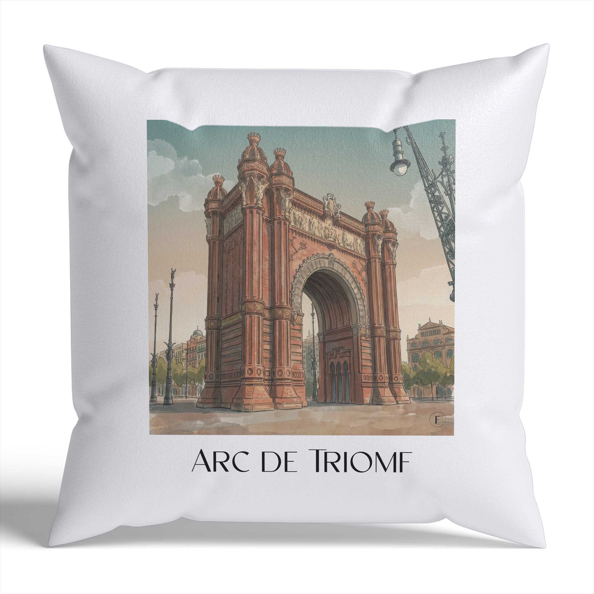 Arc de Triomf Kissenhülle - Zierkissen Bezug - Barcelona - Spanien Kissen bzw. Kissenbezug im Aquarell Stil - favplace
