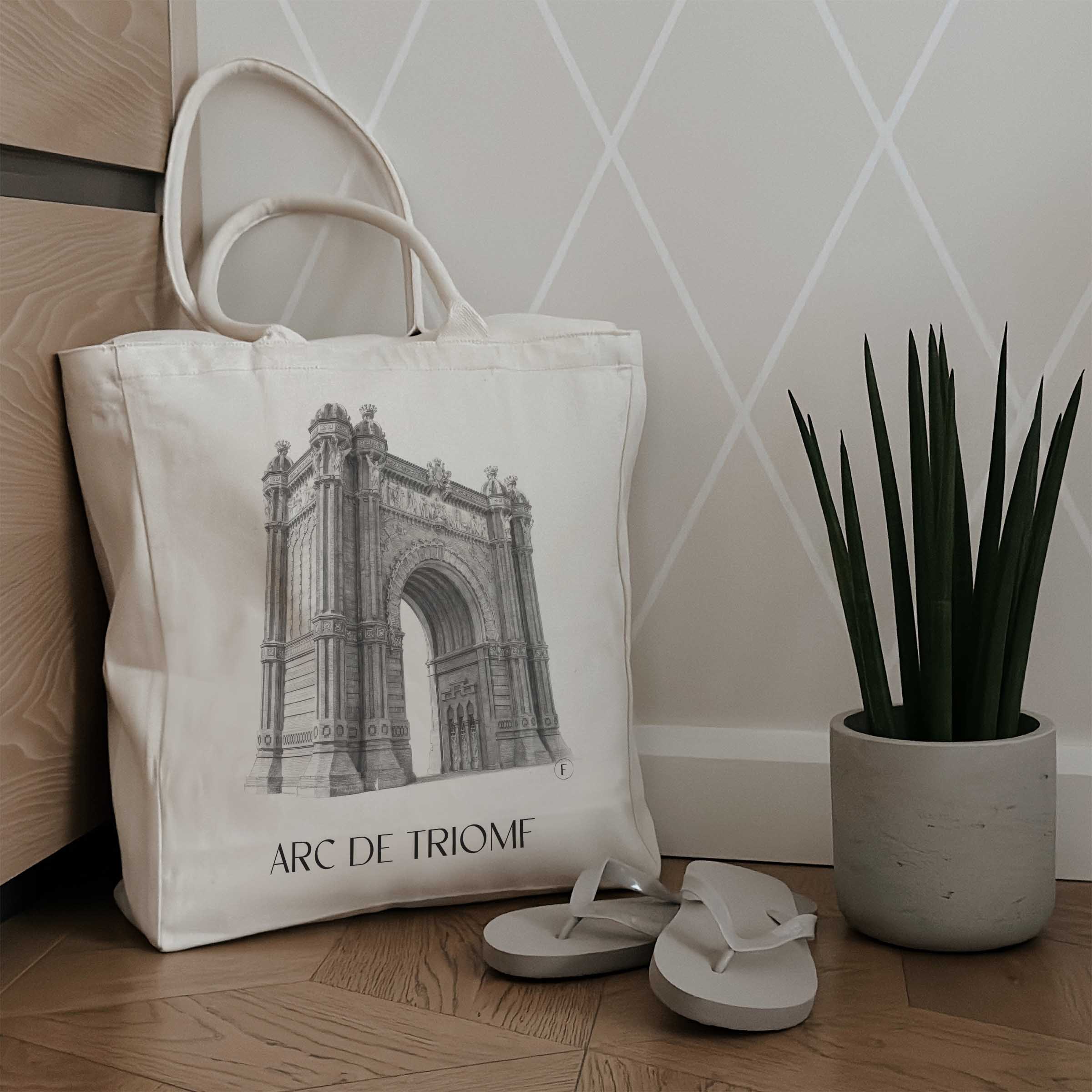 arc-de-triomf-barcelona-spanien-einkaufstasche-bleistift-zeichnung-drawing