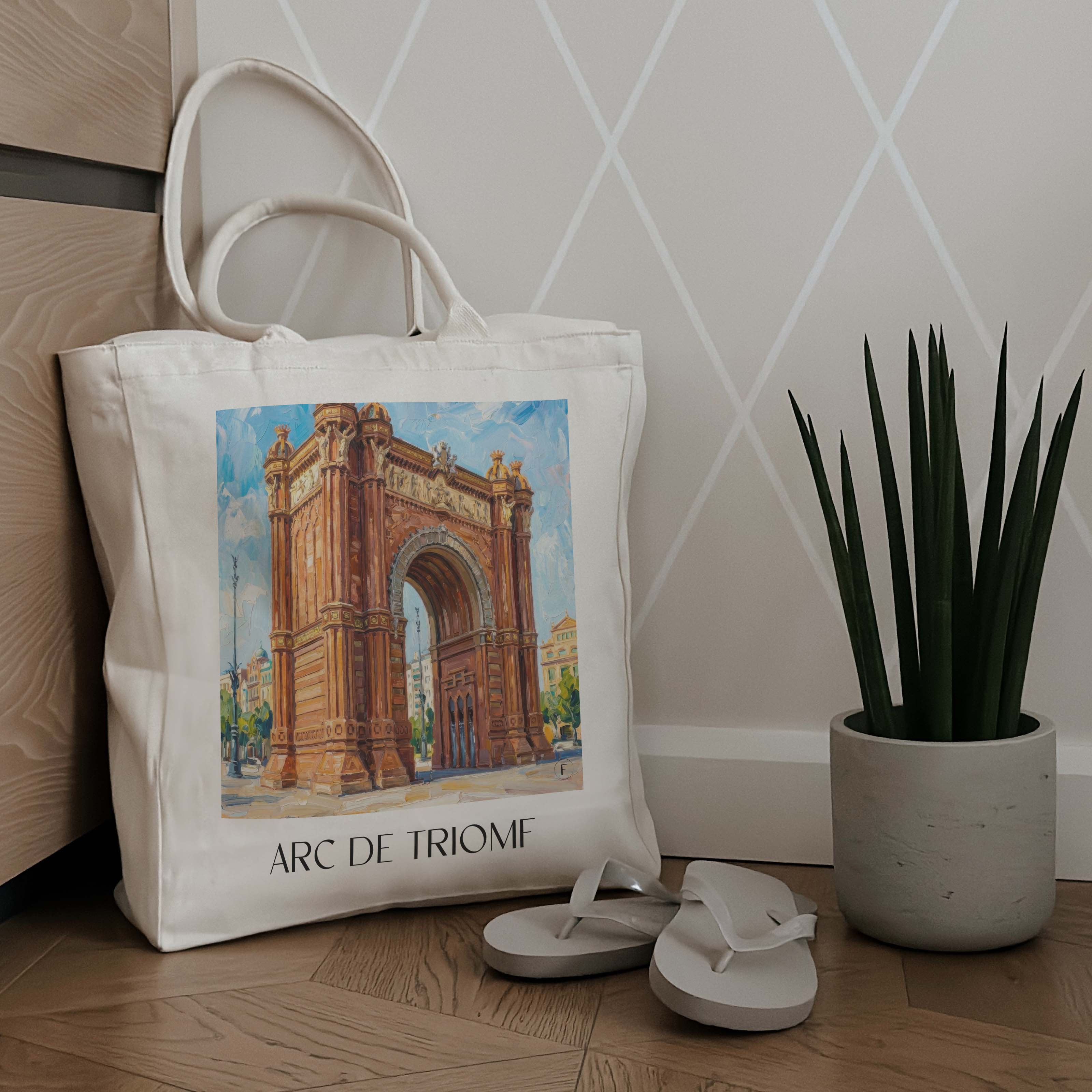 arc-de-triomf-barcelona-spanien-einkaufstasche-oil-painting-oelgemaelde
