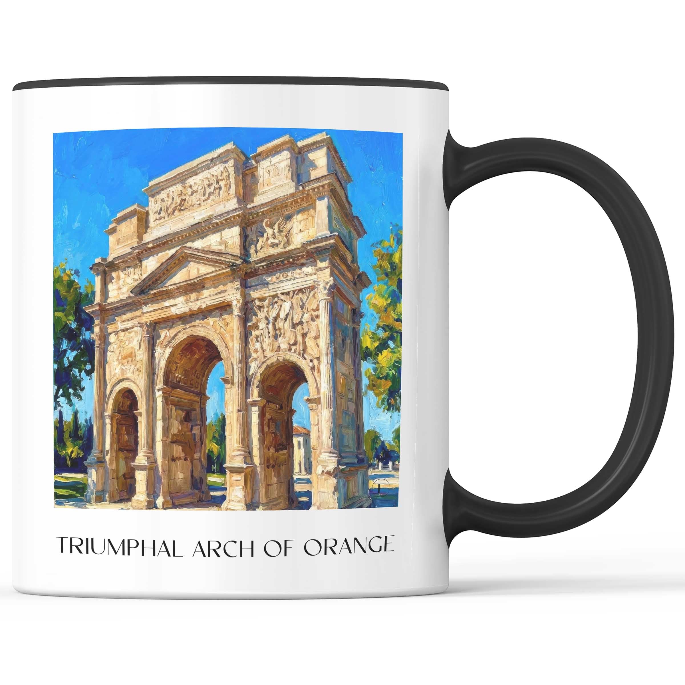Arc de Triomphe Kaffeebecher - Orange - Frankreich Becher - Kaffeetasse im Ölgemälde Stil - favplace