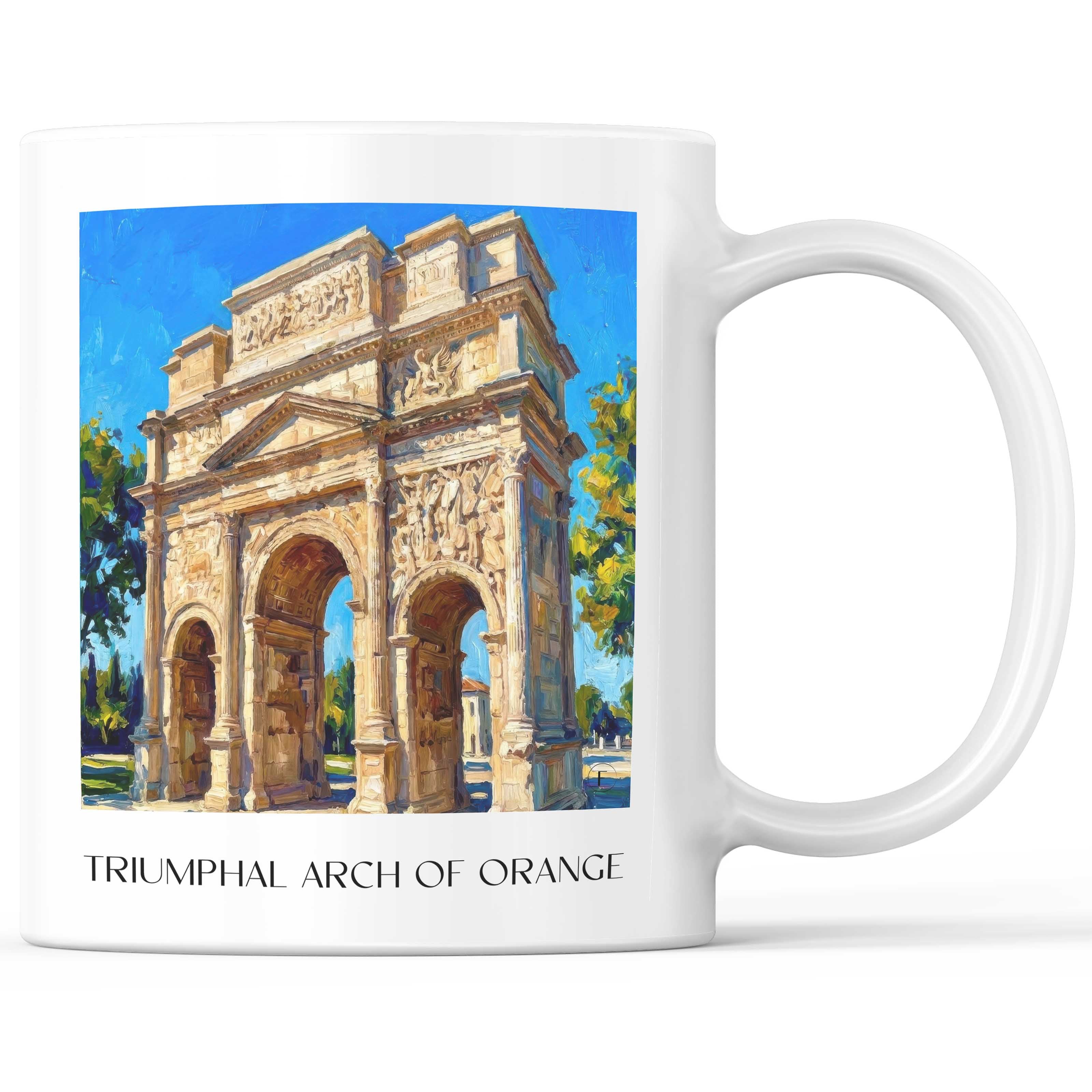 Arc de Triomphe Kaffeebecher - Orange - Frankreich Becher - Kaffeetasse im Ölgemälde Stil - favplace