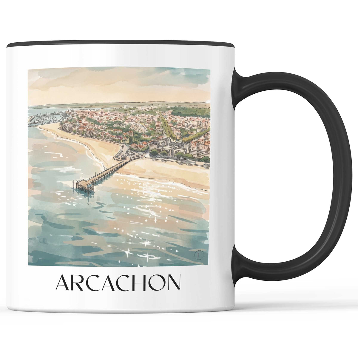 Arcachon Kaffeebecher - Gironde - Frankreich Becher - Kaffeetasse im Aquarell Stil - favplace