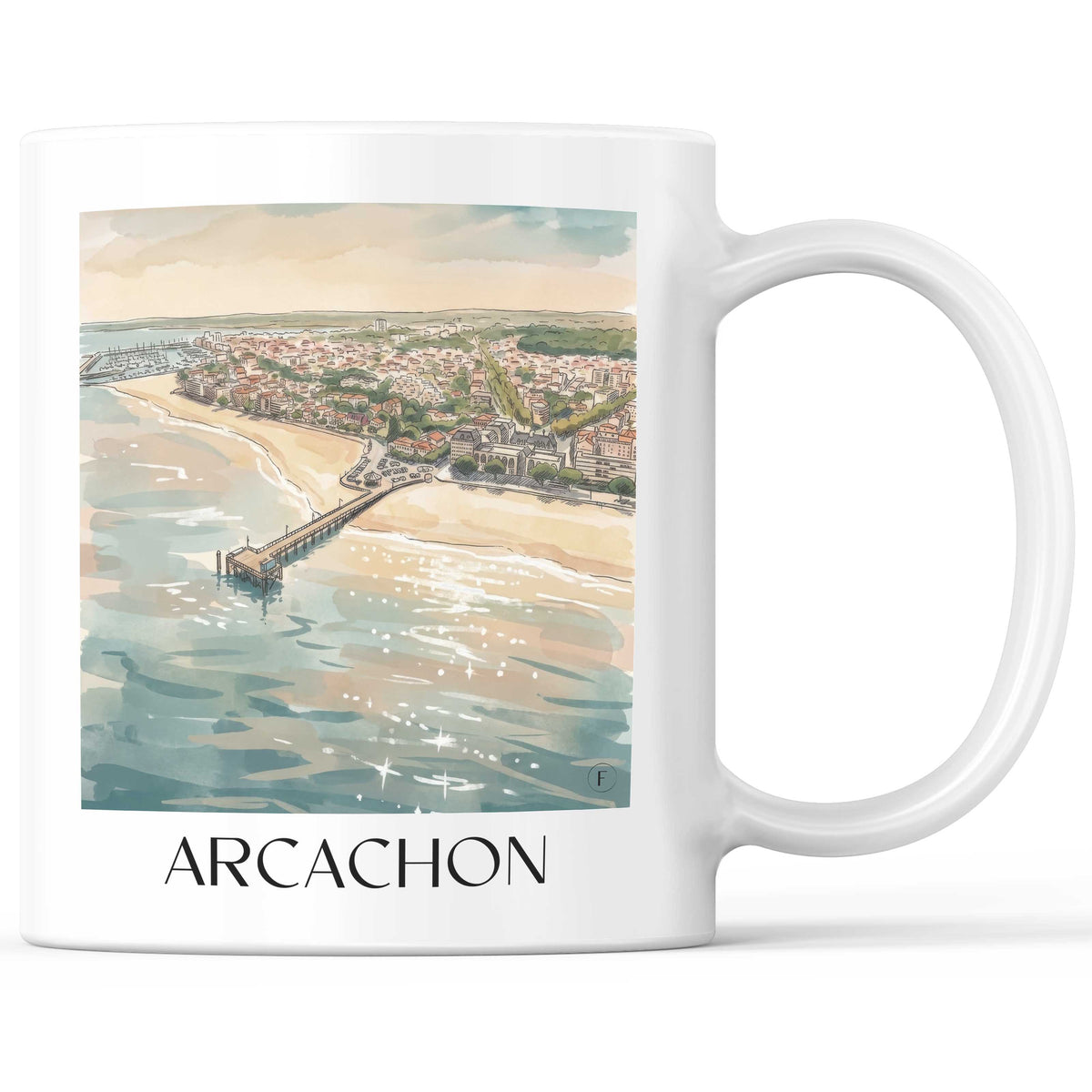 Arcachon Kaffeebecher - Gironde - Frankreich Becher - Kaffeetasse im Aquarell Stil - favplace