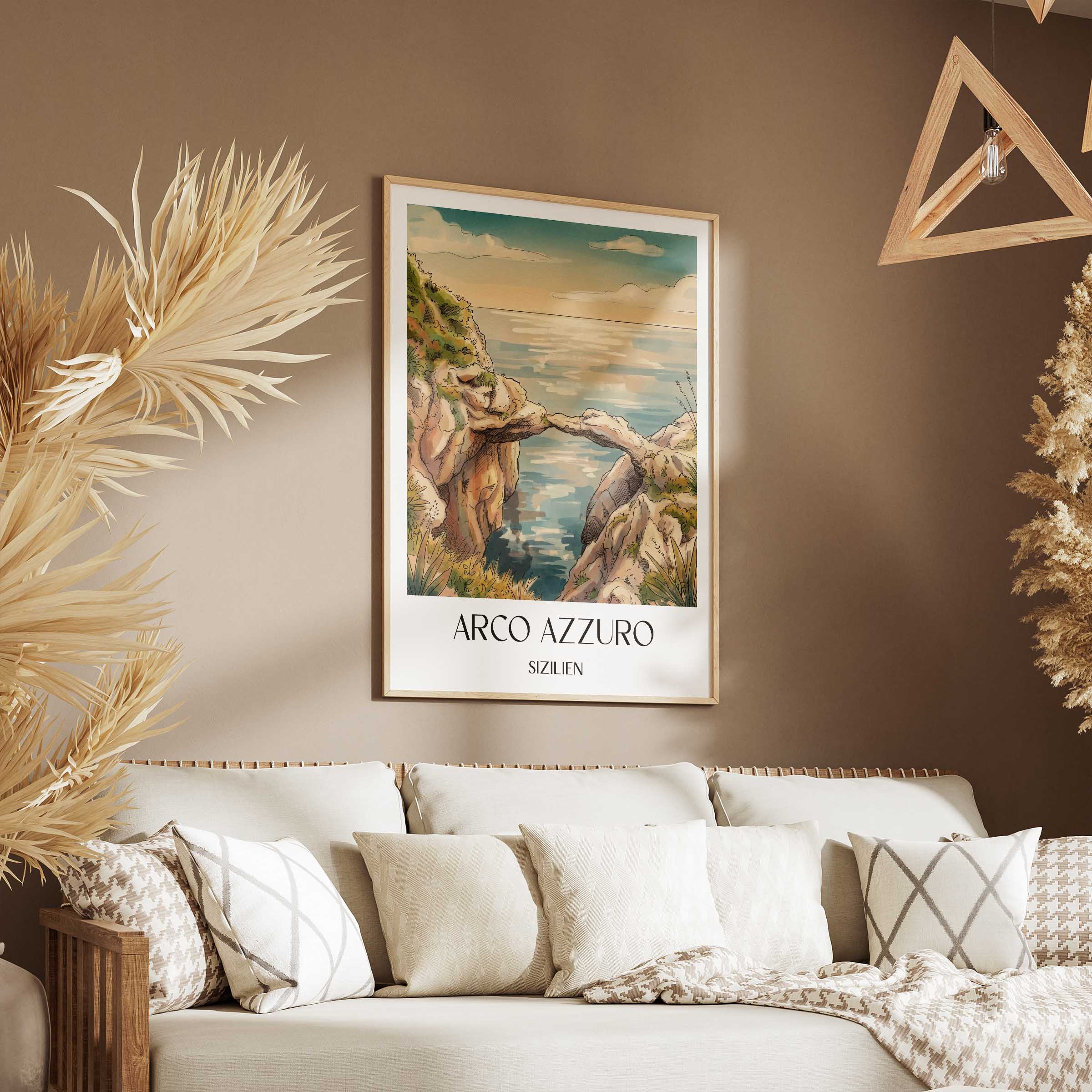 arco-azzuro-sizilien-italien-poster-aquarell