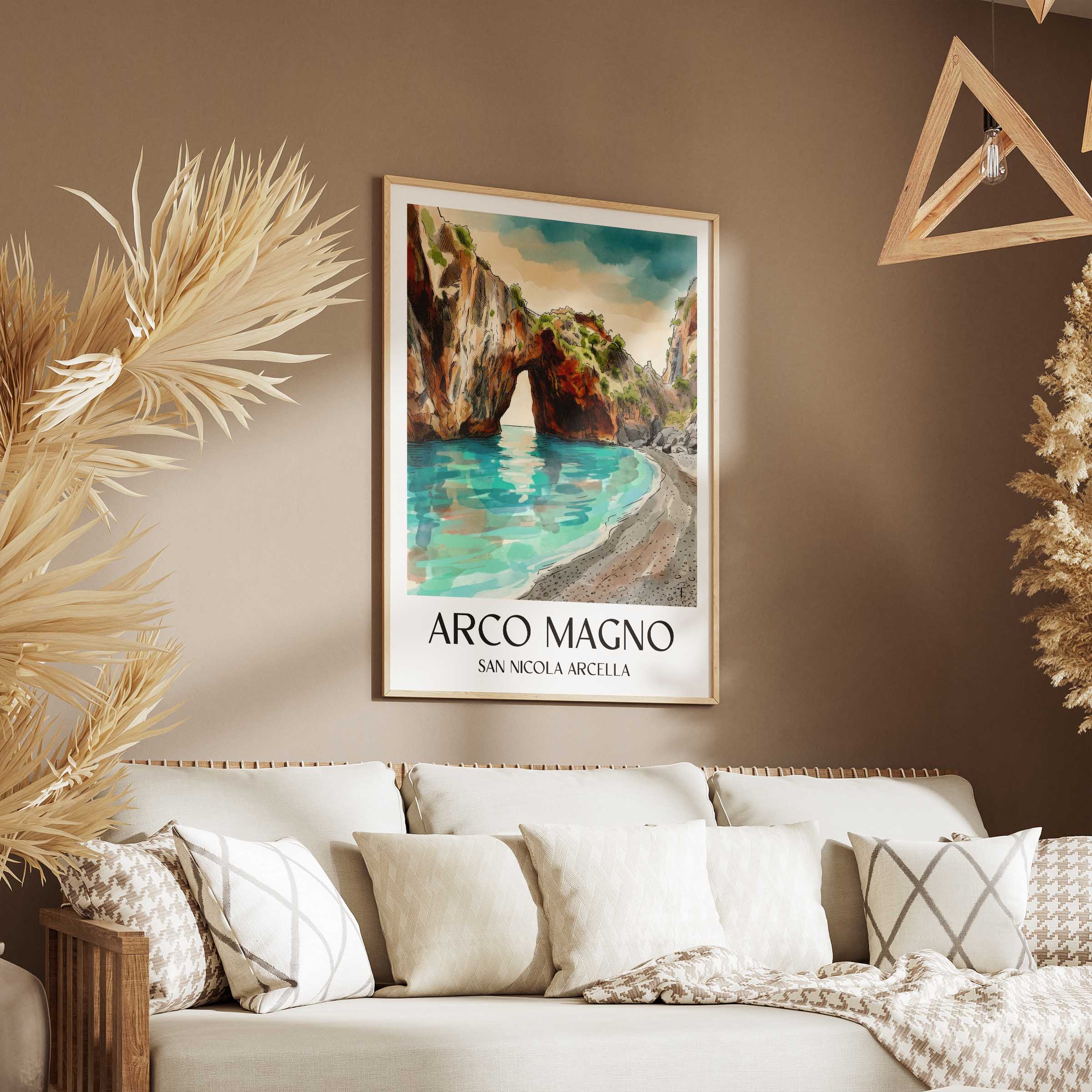 arco-magno-san-nicola-arcella-italien-poster-aquarell