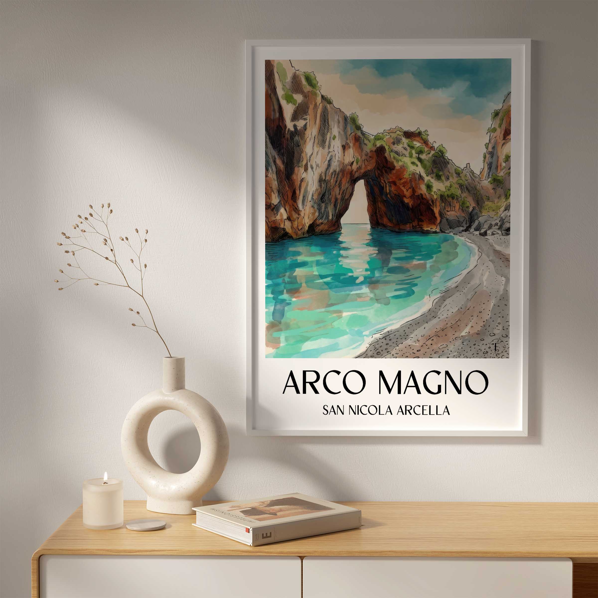 arco-magno-san-nicola-arcella-italien-poster-aquarell