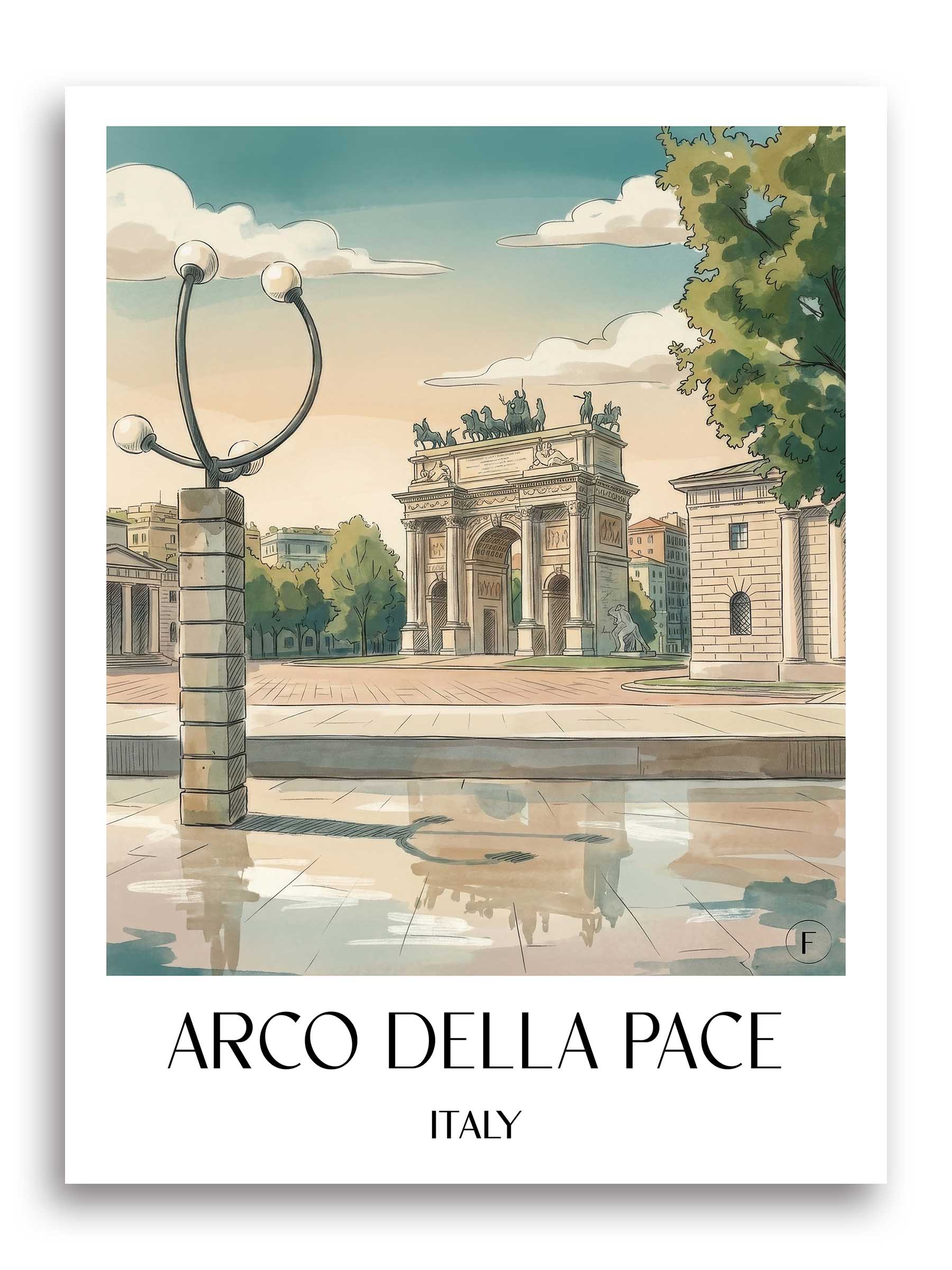 Arco della Pace Poster - Mailand - Italien Kunstdruck - Aquarell von A4 bis A1 - favplace