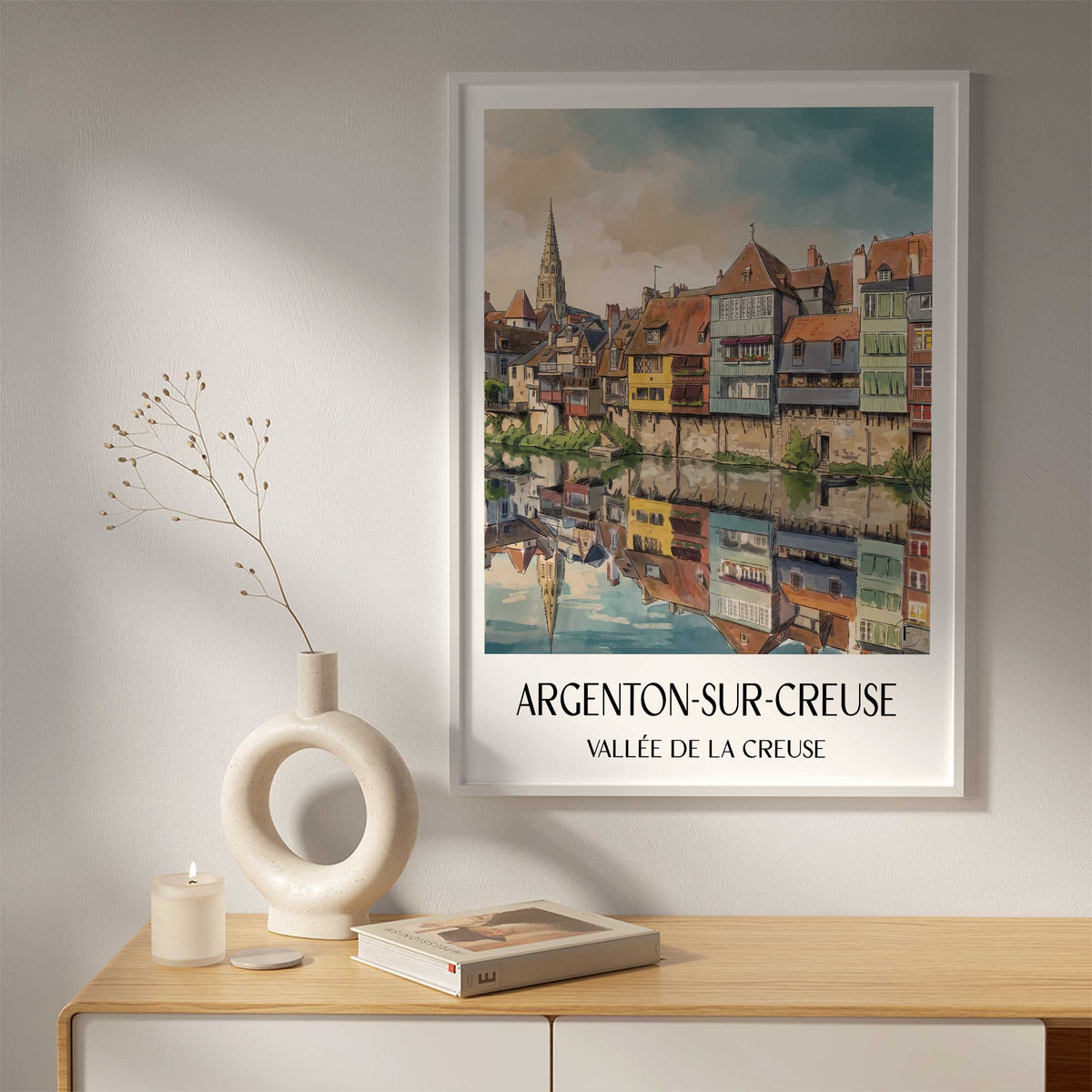 argenton-sur-creuse-vallée-de-la-creuse-frankreich-poster-aquarell
