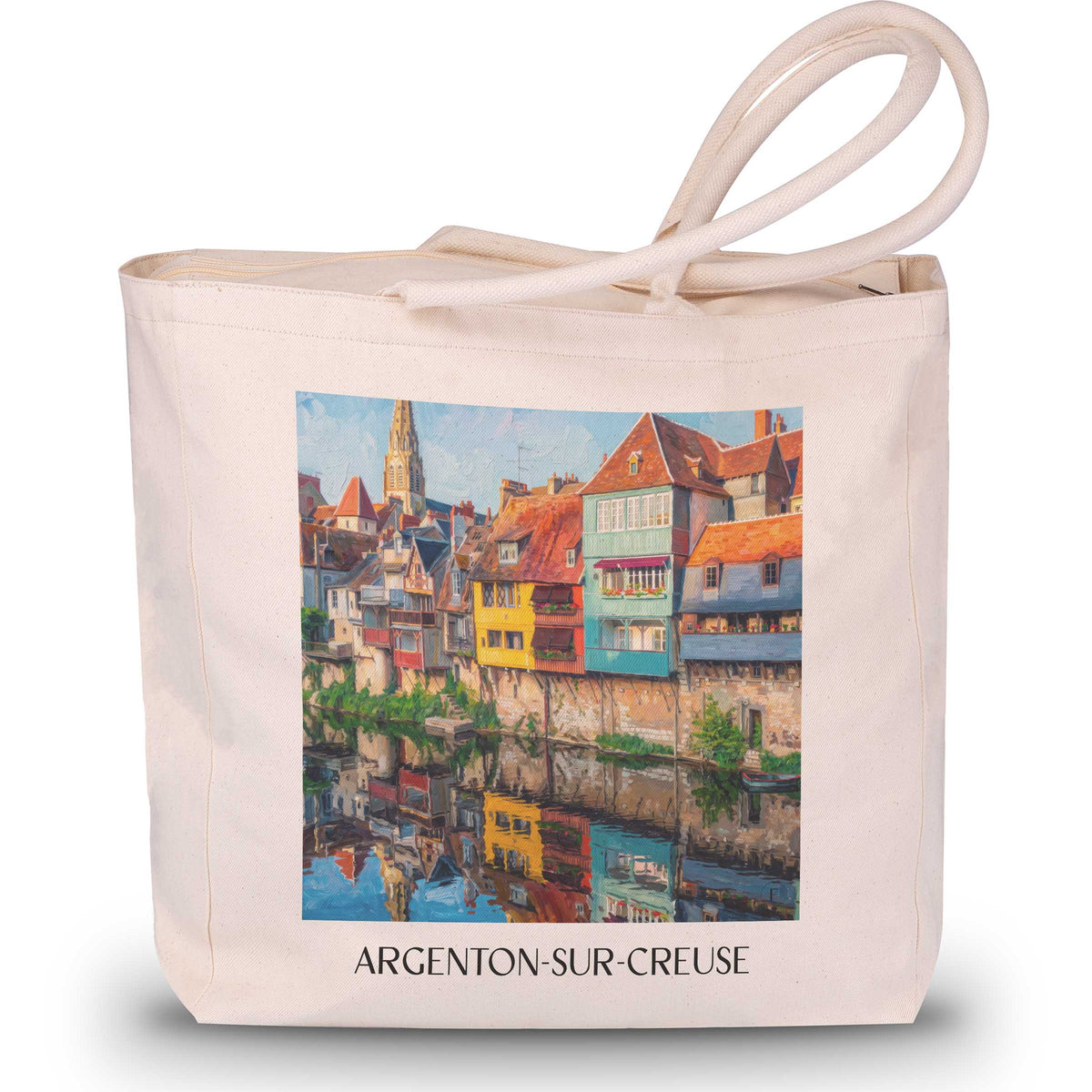 Argenton-sur-Creuse Shopping Tasche - Vallée de la Creuse - Frankreich Tote Bag - Einkaufstasche im Ölgemälde Stil - favplace