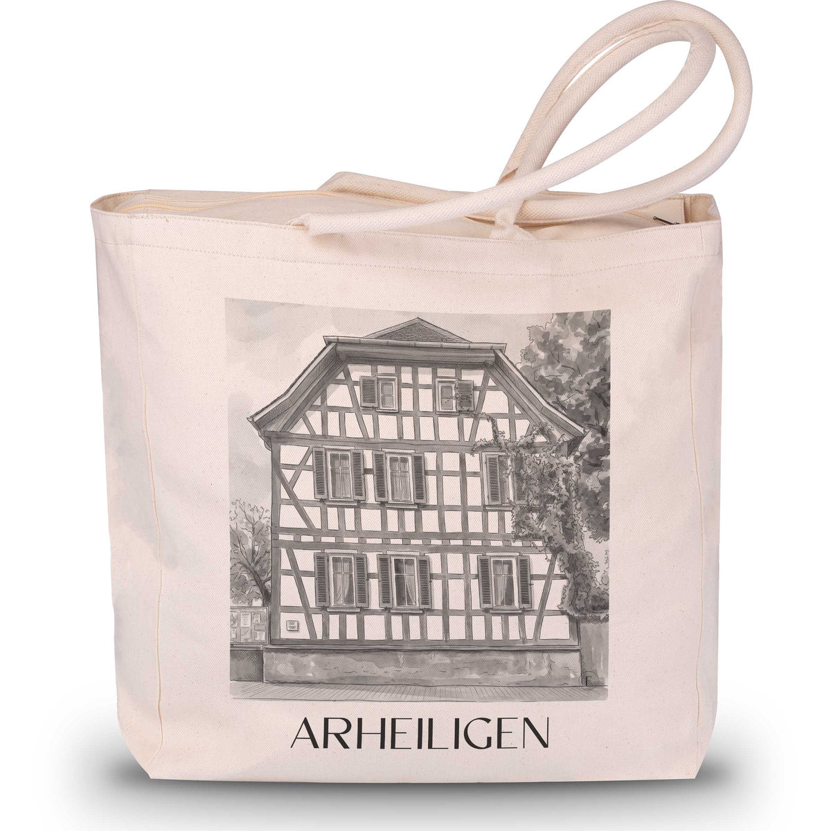 Arheiligen Shopping Tasche - Darmstadt - Deutschland Tote Bag - Einkaufstasche im Aquarell Schwarz-Weiß Stil - favplace
