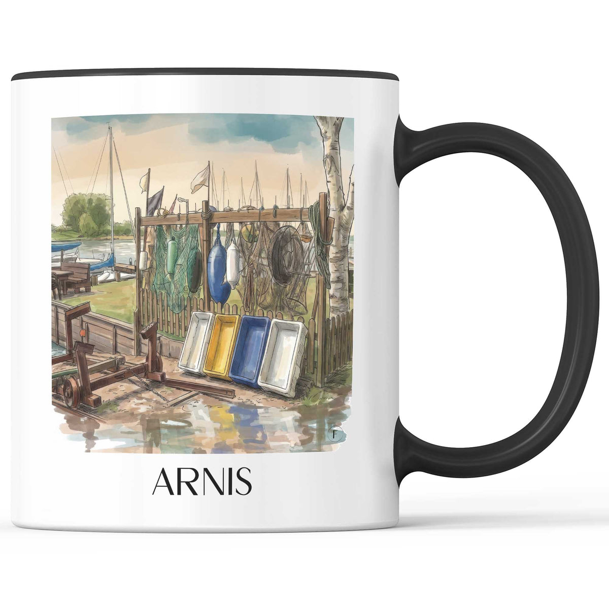 arnis-schleswig-holstein-deutschland-kaffeebecher-aquarell