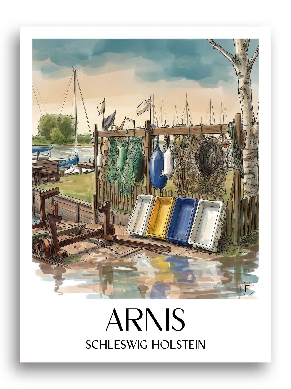 arnis-schleswig-holstein-deutschland-poster-aquarell