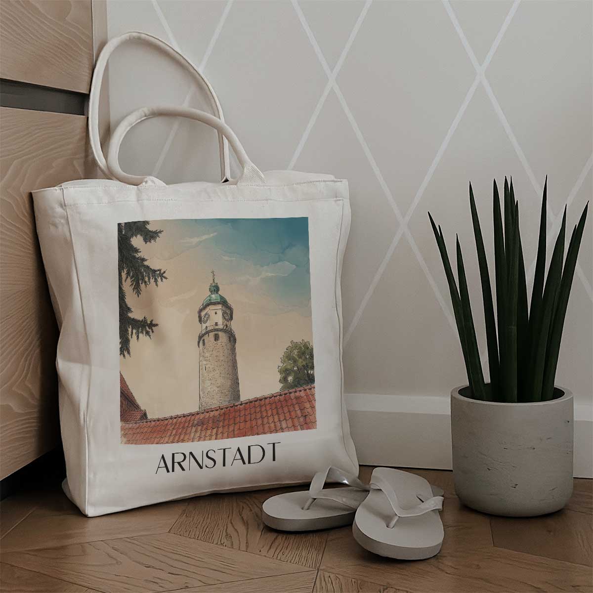 arnstadt-ilmtal-deutschland-einkaufstasche-aquarell