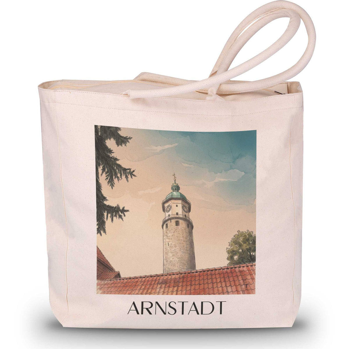 Arnstadt Shopping Tasche - Ilmtal - Deutschland Tote Bag - Einkaufstasche im Aquarell Stil - favplace