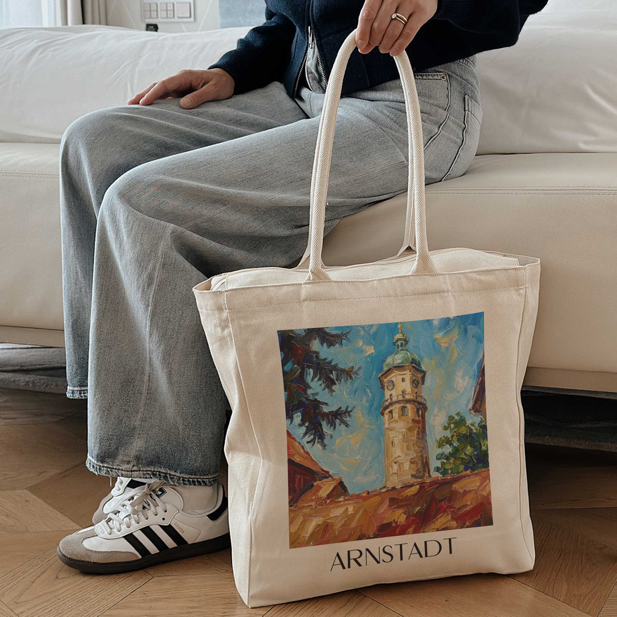 arnstadt-ilmtal-deutschland-einkaufstasche-oil-painting-oelgemaelde