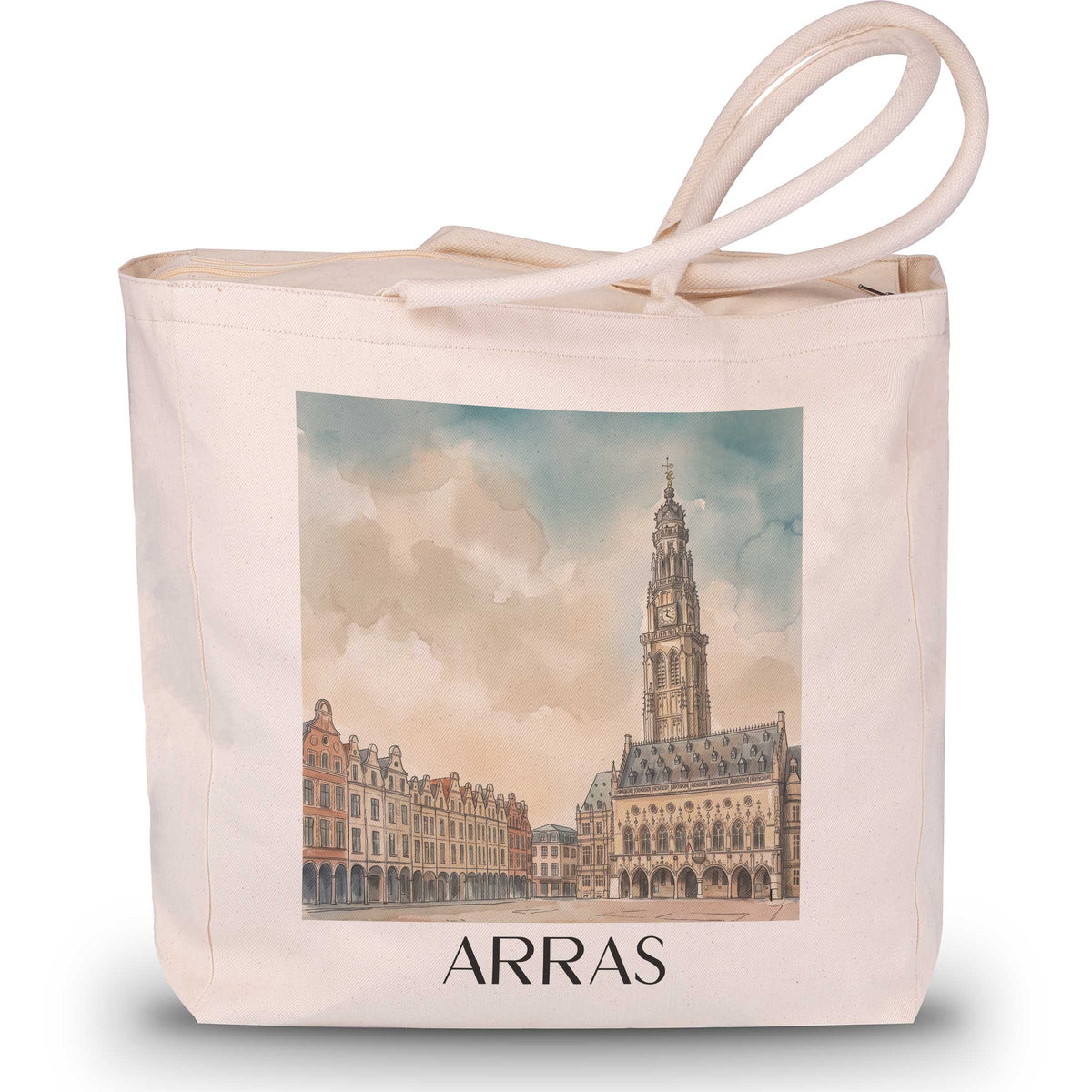 Arras Shopping Tasche - Artois - Frankreich Tote Bag - Einkaufstasche im Aquarell Stil