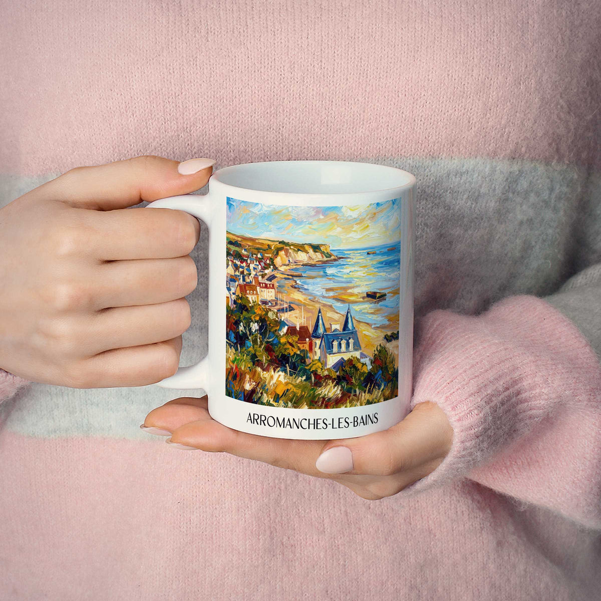 arromanches-les-bains-d-day-strände-frankreich-kaffeebecher-oil-painting-oelgemaelde