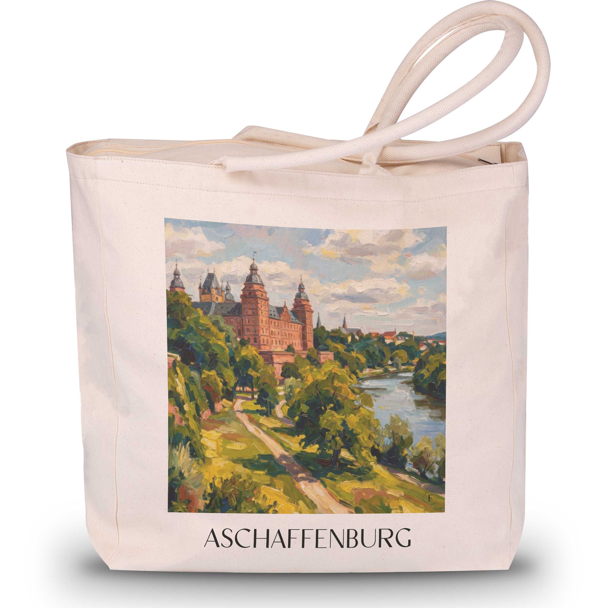 Aschaffenburg Shopping Tasche - Unterfranken - Deutschland Tote Bag - Einkaufstasche im Ölgemälde Stil - favplace