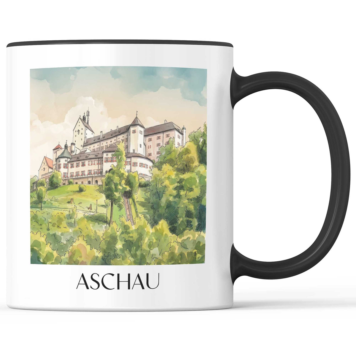 Aschau Kaffeebecher - Chiemgau - Deutschland Becher - Kaffeetasse im Aquarell Stil - favplace