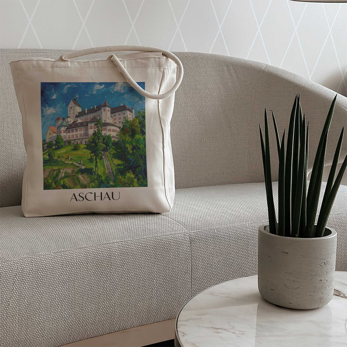 aschau-chiemgau-deutschland-einkaufstasche-oil-painting-oelgemaelde