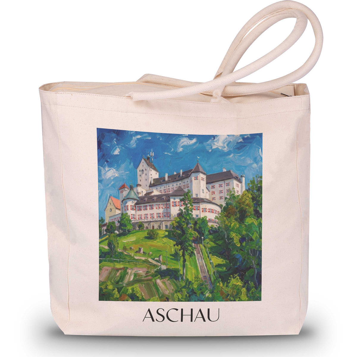 Aschau Shopping Tasche - Chiemgau - Deutschland Tote Bag - Einkaufstasche im Ölgemälde Stil - favplace