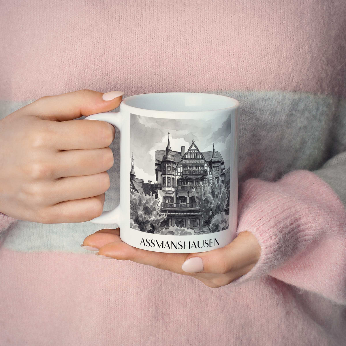 assmanshausen-rheingau-deutschland-kaffeebecher-aquarell-schwarz-weiss
