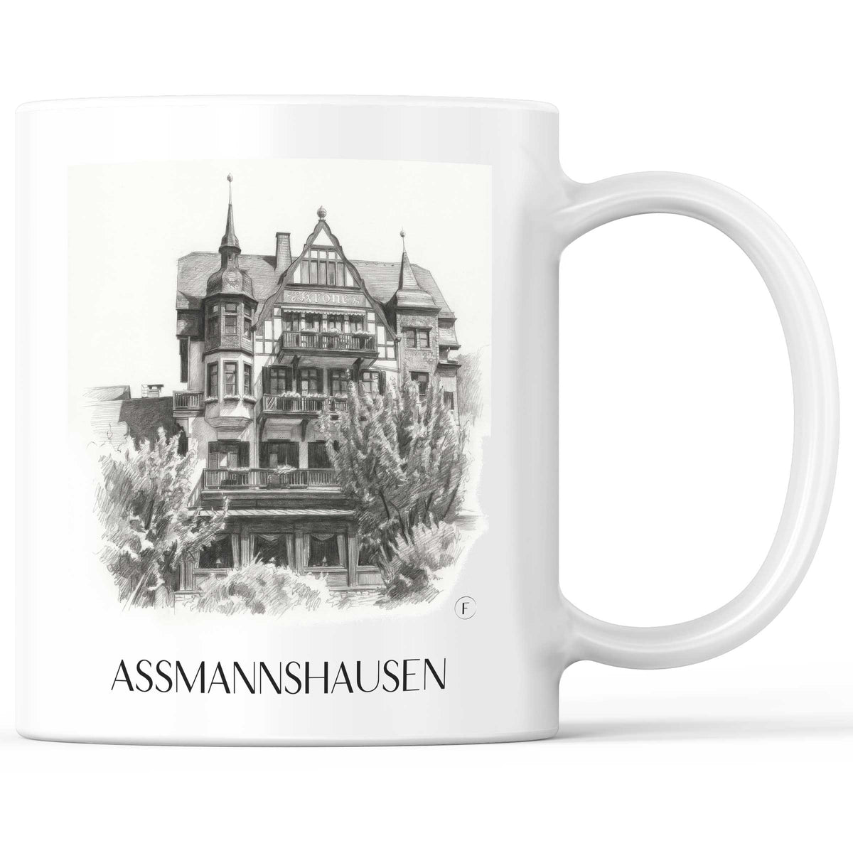 Assmanshausen Kaffeebecher - Rheingau - Deutschland Becher - Kaffeetasse im Zeichnung Stil - favplace