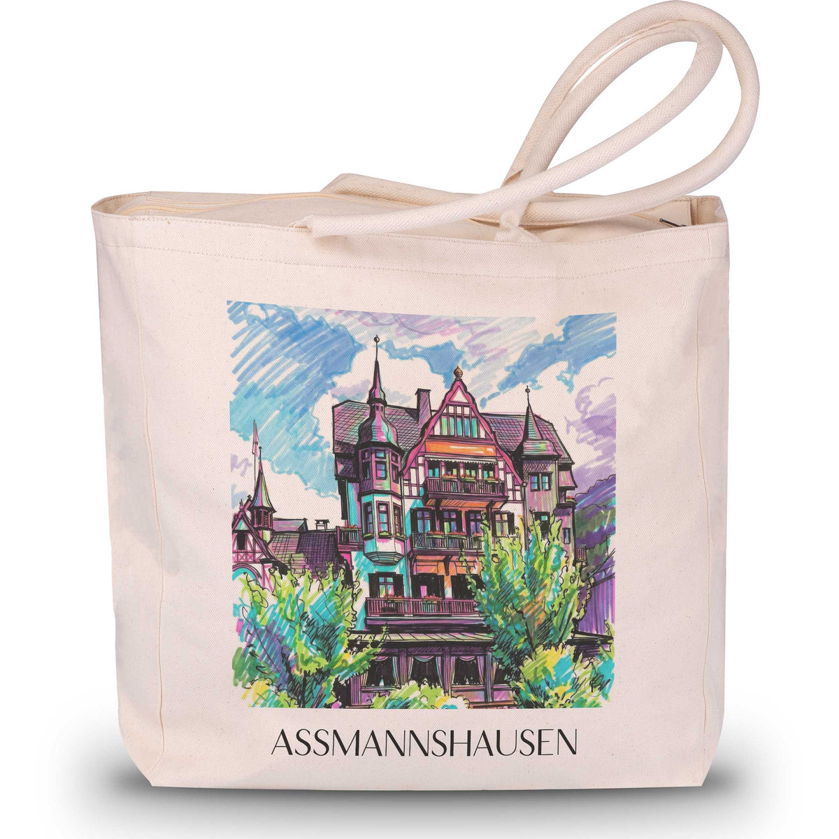 Assmanshausen Shopping Tasche - Rheingau - Deutschland Tote Bag - Einkaufstasche im Tag Graffiti Stil - favplace