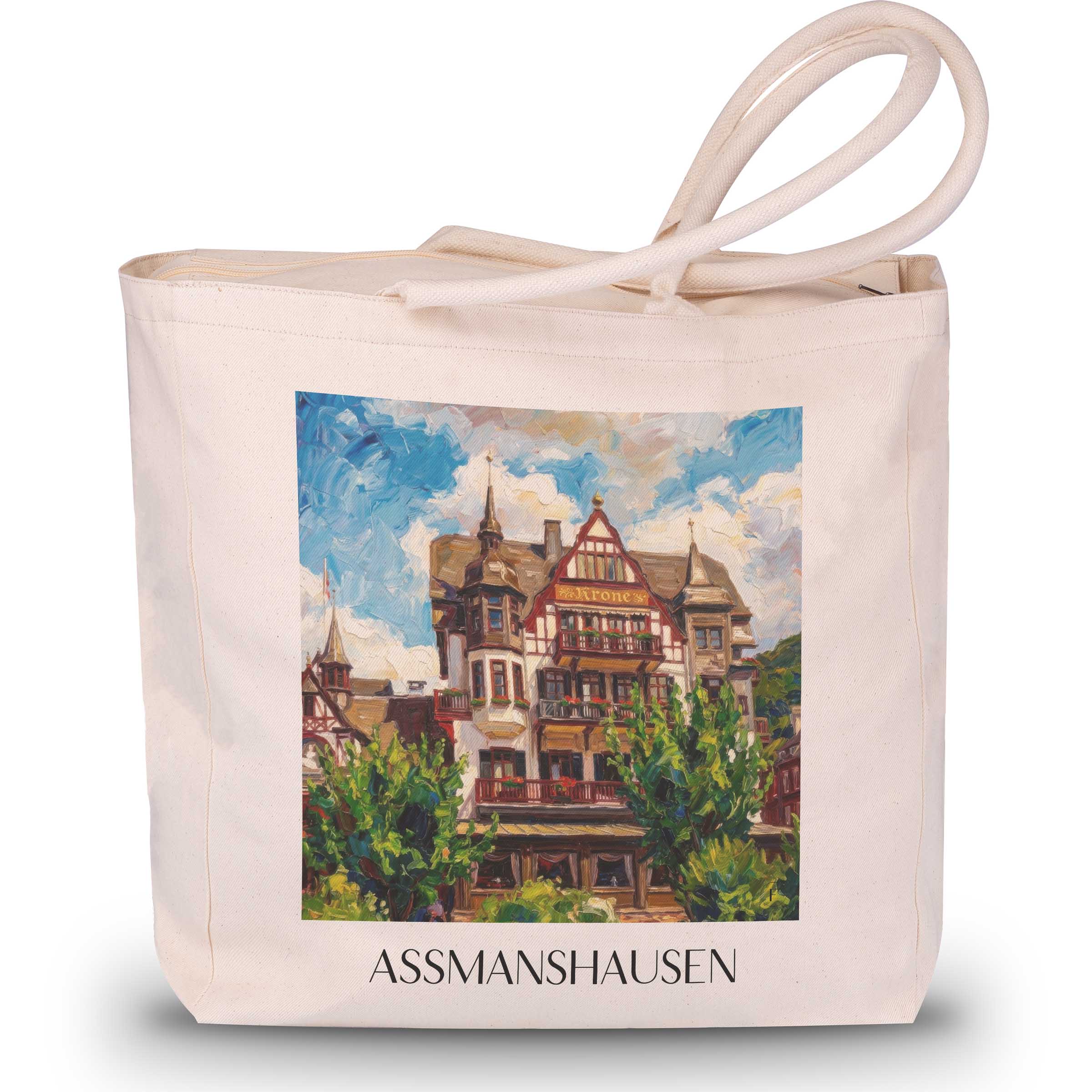 assmanshausen-rheingau-deutschland-einkaufstasche-oil-painting-oelgemaelde