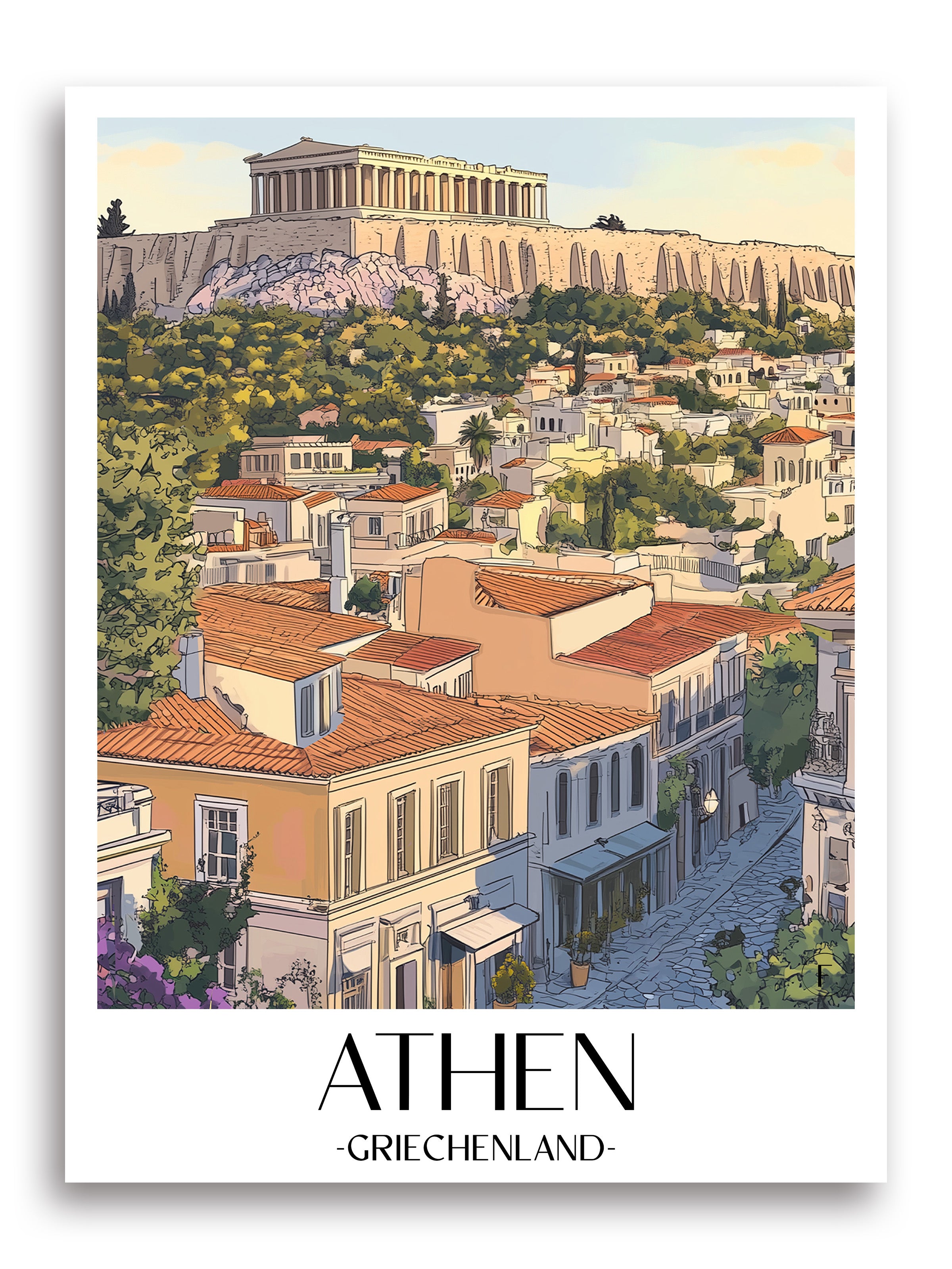 athen-griechenland-poster-aquarell