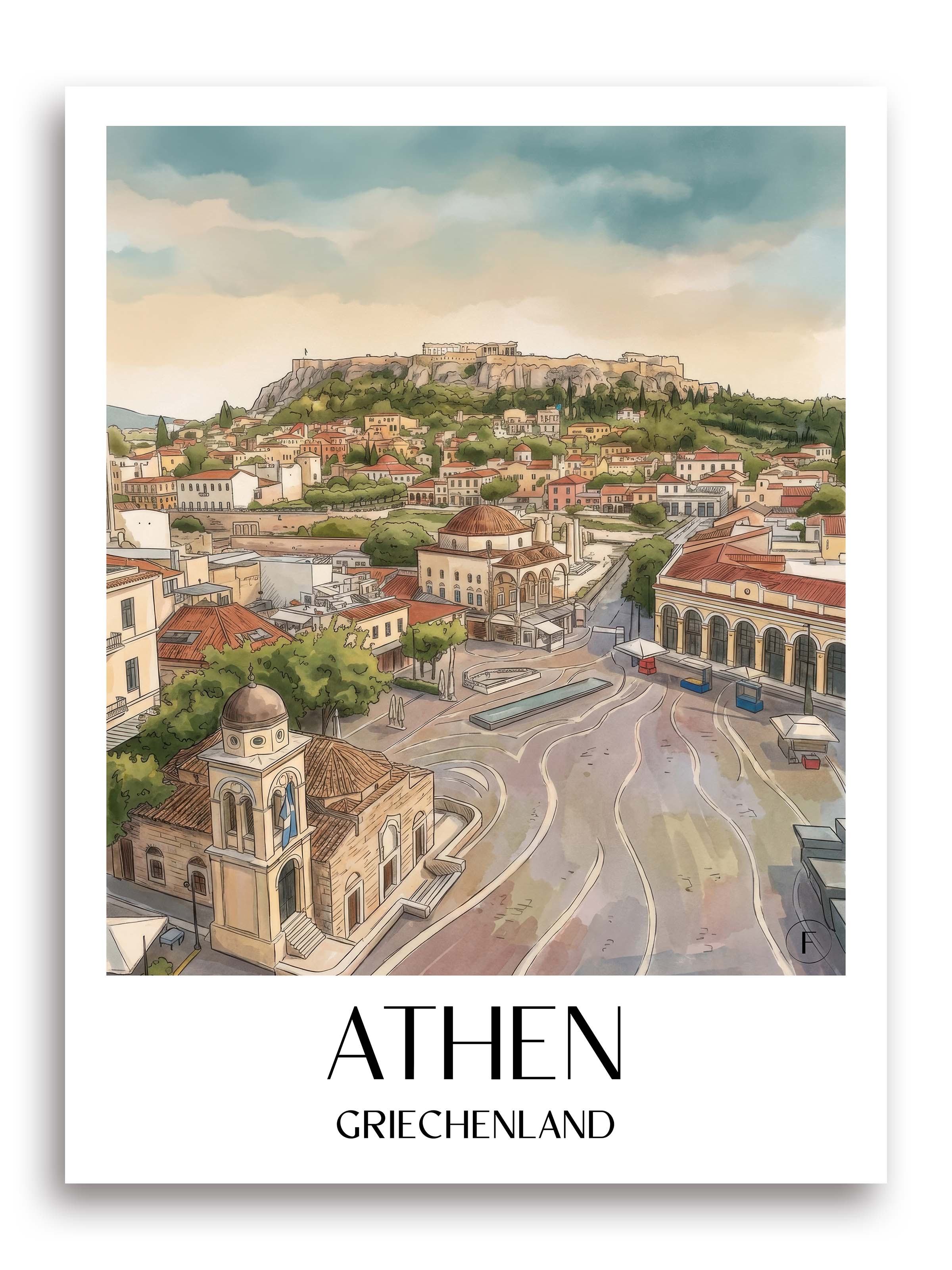 athen-griechenland-poster-aquarell