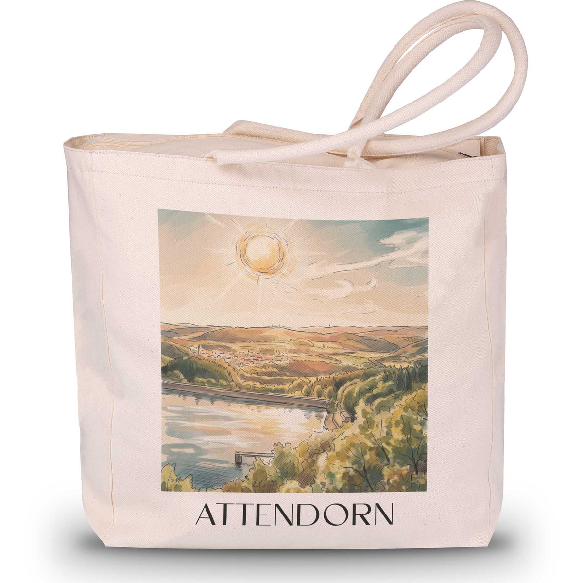 Attendorn Shopping Tasche - Sauerland - Deutschland Tote Bag - Einkaufstasche im Aquarell Stil - favplace