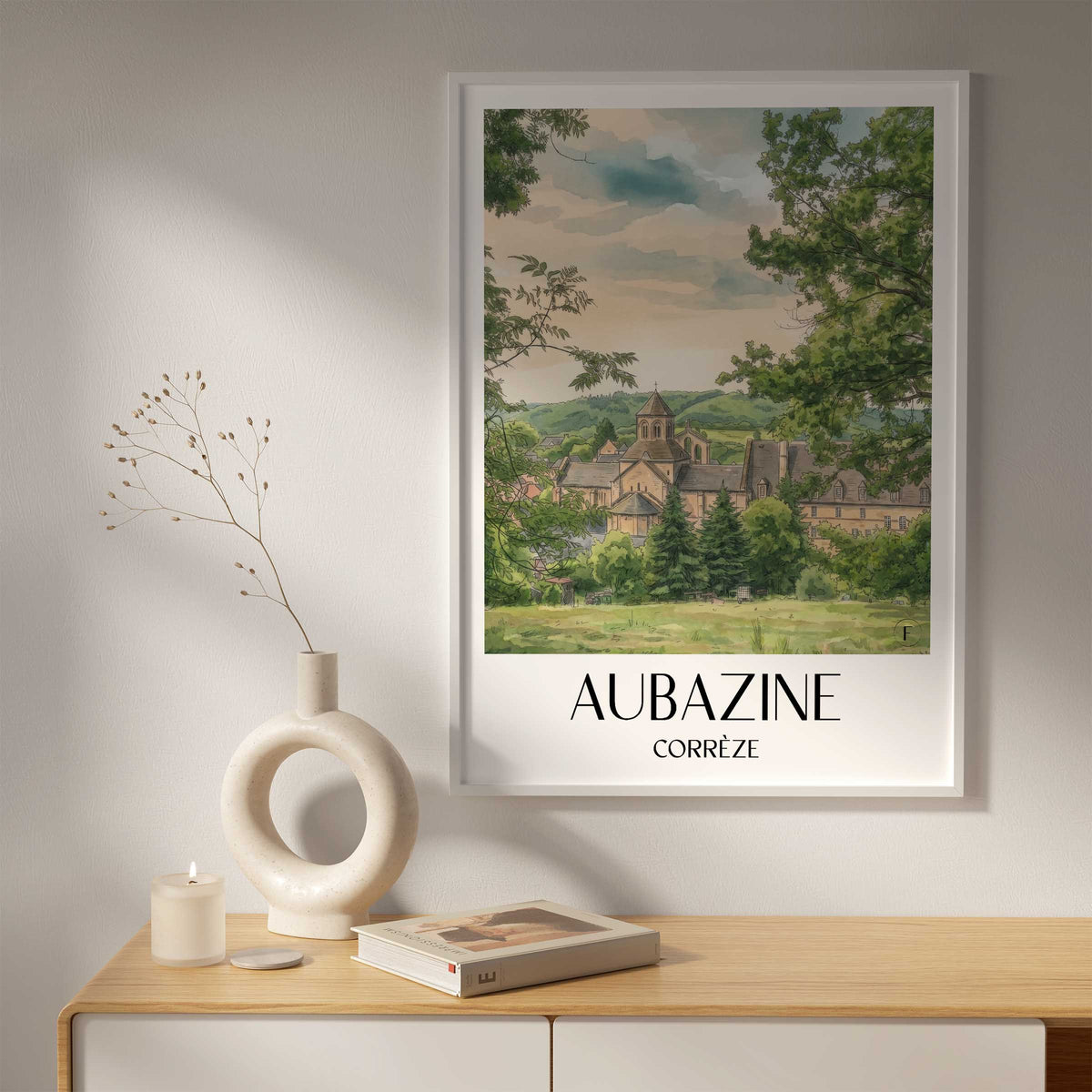 aubazine-corrèze-frankreich-poster-aquarell