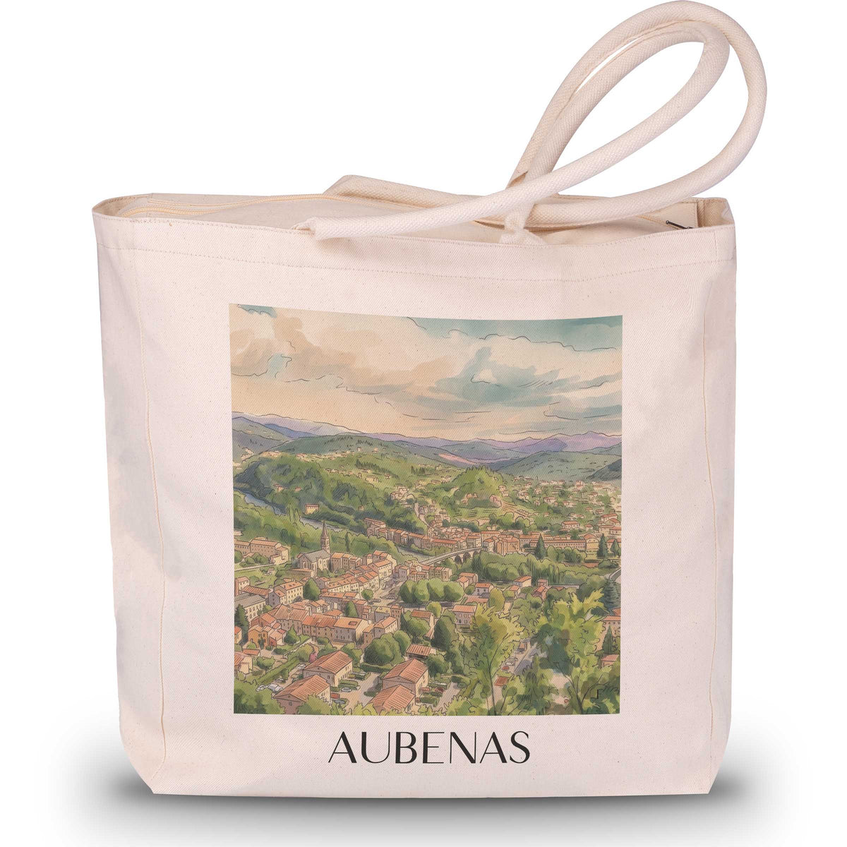 aubenas-ardèche-frankreich-einkaufstasche-aquarell