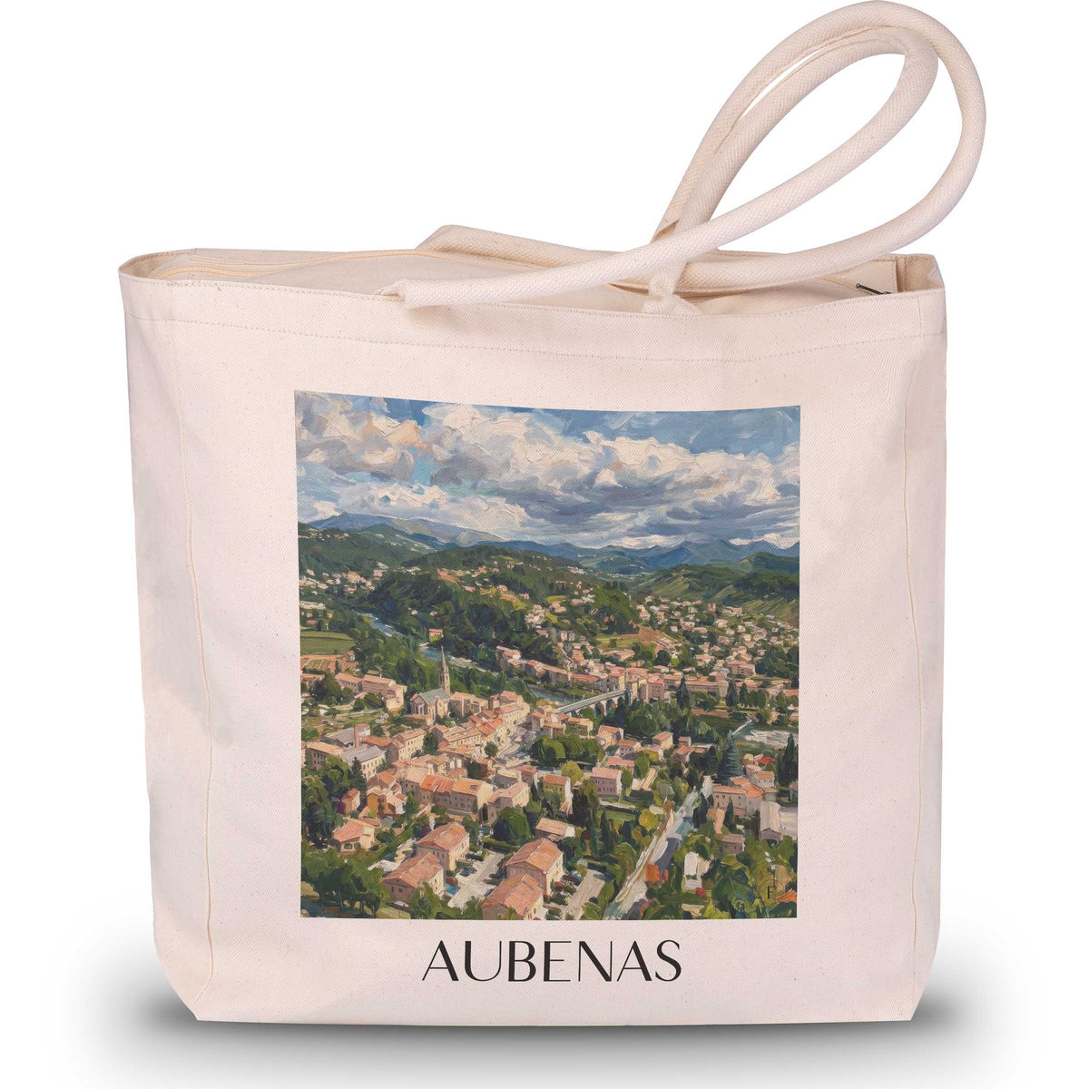 Aubenas Shopping Tasche - Ardèche - Frankreich Tote Bag - Einkaufstasche im Ölgemälde Stil - favplace