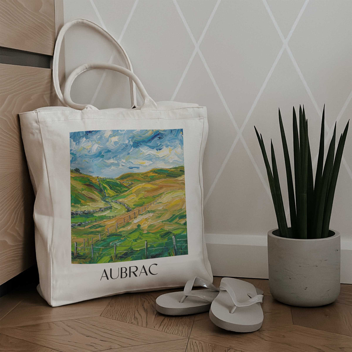 aubrac-okzitanien-frankreich-einkaufstasche-oil-painting-oelgemaelde