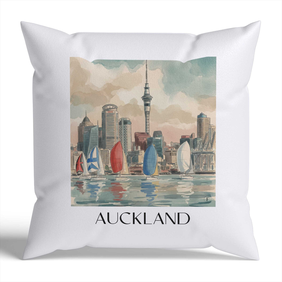 Auckland Kissenhülle - Zierkissen Bezug - Neuseeland - Neuseeland Kissen bzw. Kissenbezug im Aquarell Stil - favplace