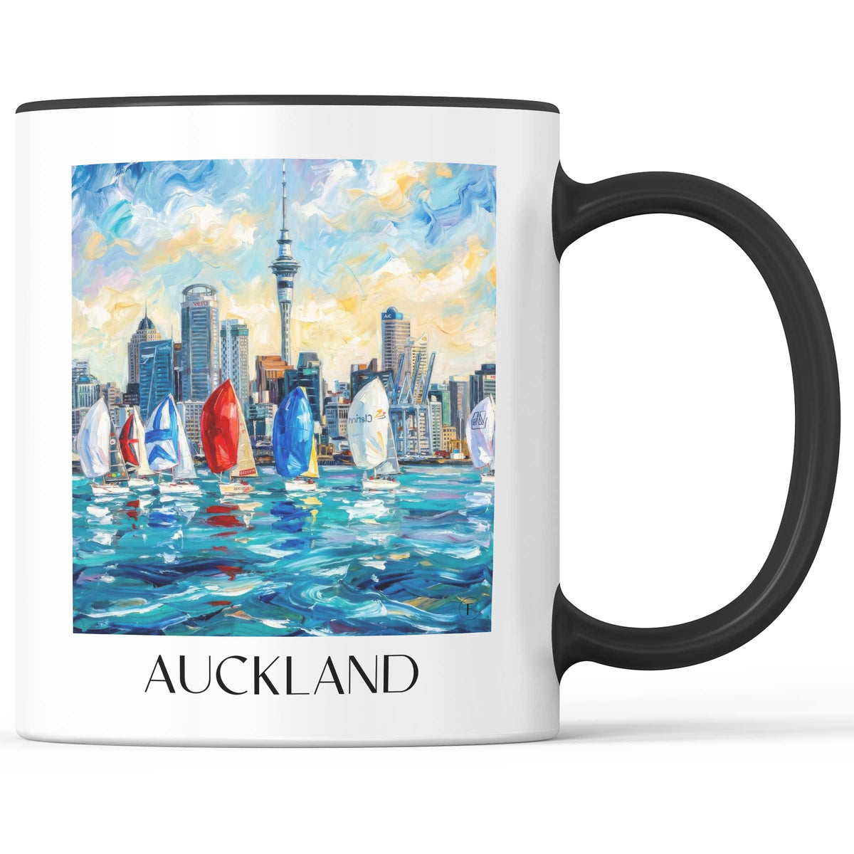 Auckland - Neuseeland Becher - Kaffeetasse im Ölgemälde Stil - favplace