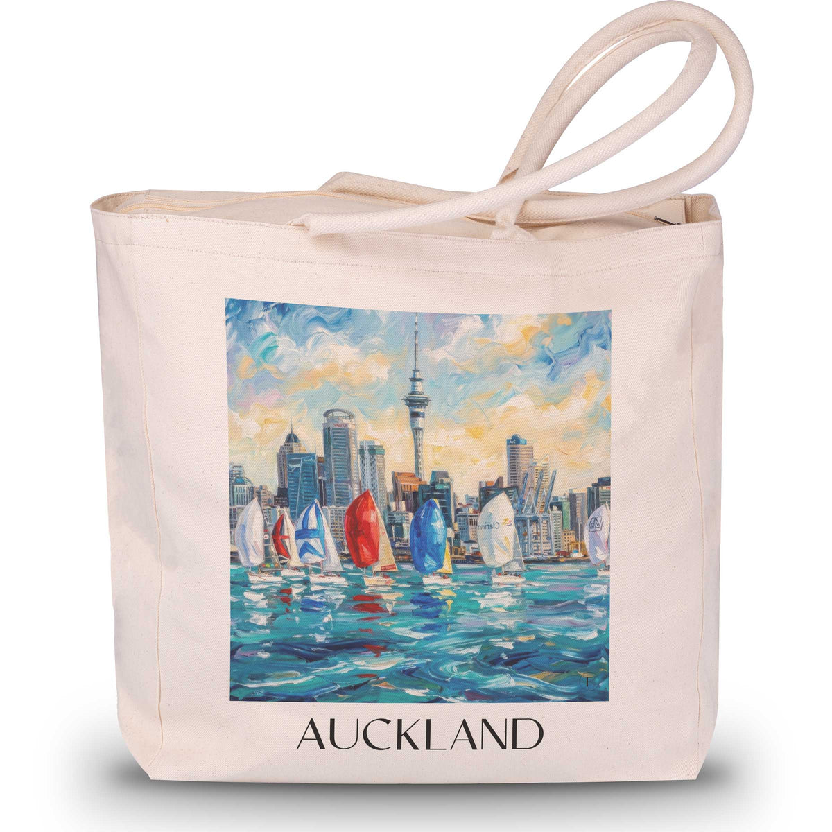 Auckland - Neuseeland Tote Bag - Einkaufstasche im Ölgemälde Stil - favplace