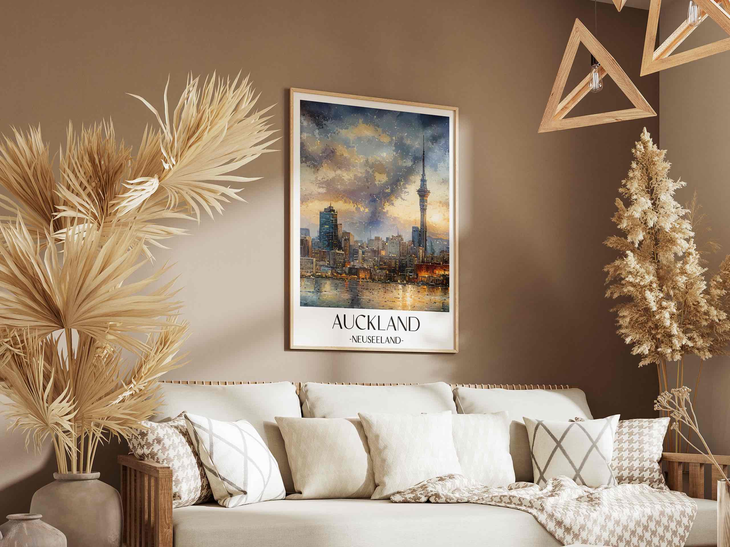 auckland-neuseeland-poster-aquarell