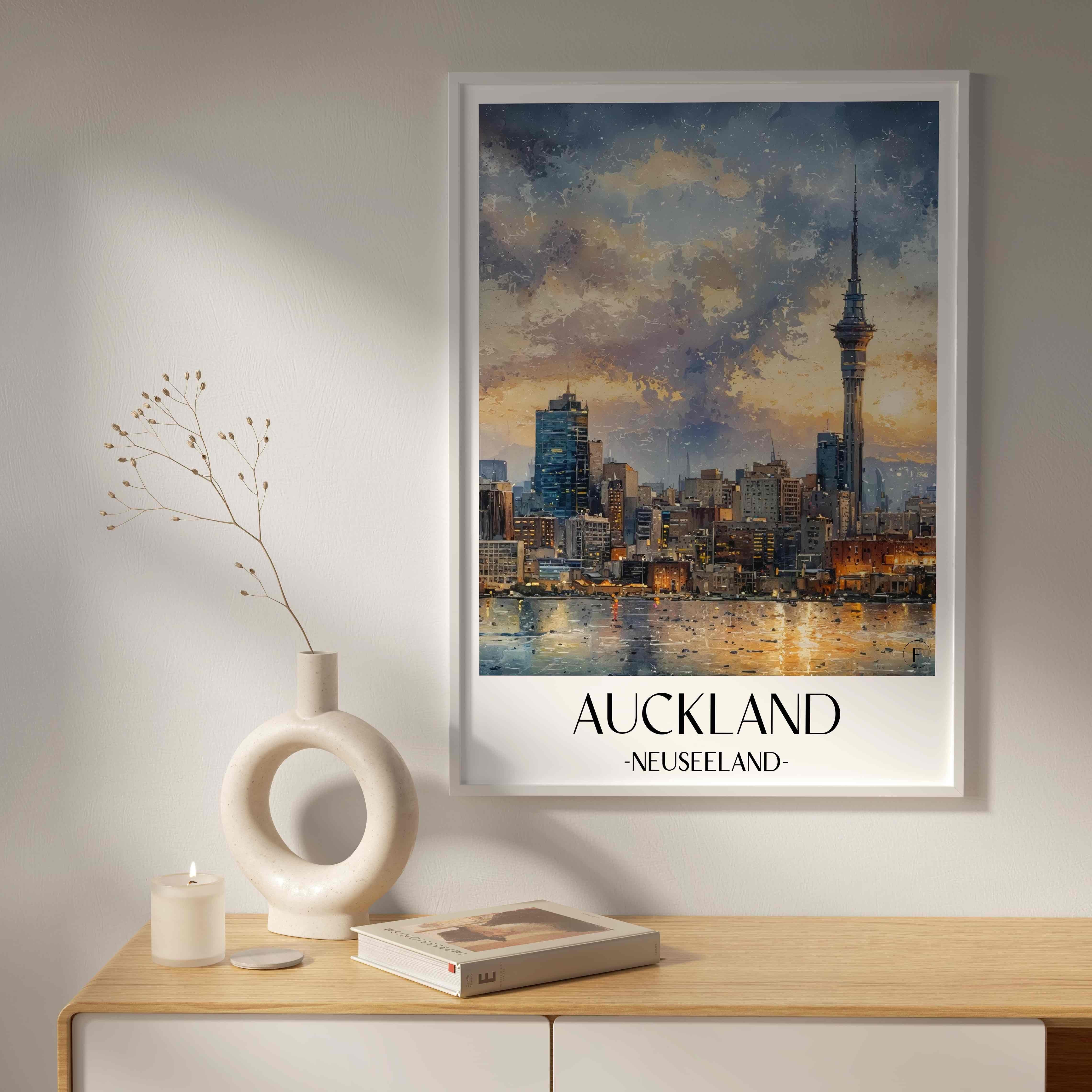 auckland-neuseeland-poster-aquarell