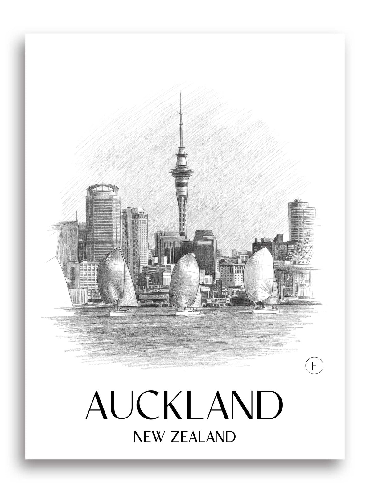 Auckland Poster - - Neuseeland Kunstdruck - Zeichnung von A4 bis A1 - favplace